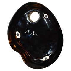 Mid-Century Modern Sculptural Ceramic Ashtray or Catchall in Brown, Signed