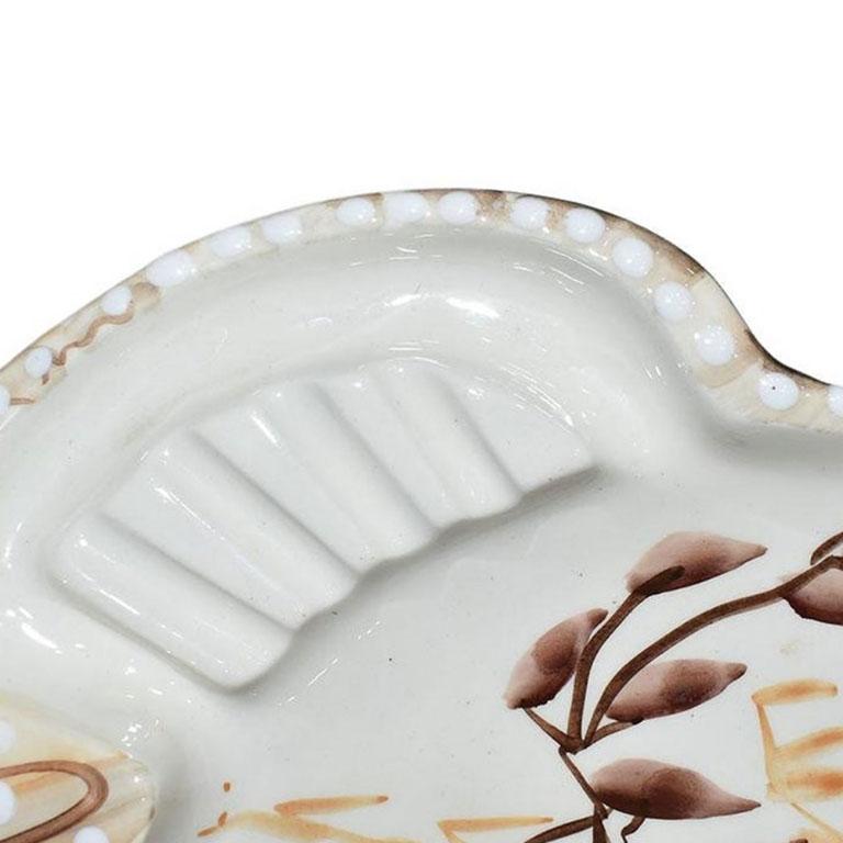 American Mid-Century Modern Sculptural Ceramic Ashtray or Catchall in Brown, Signed For Sale