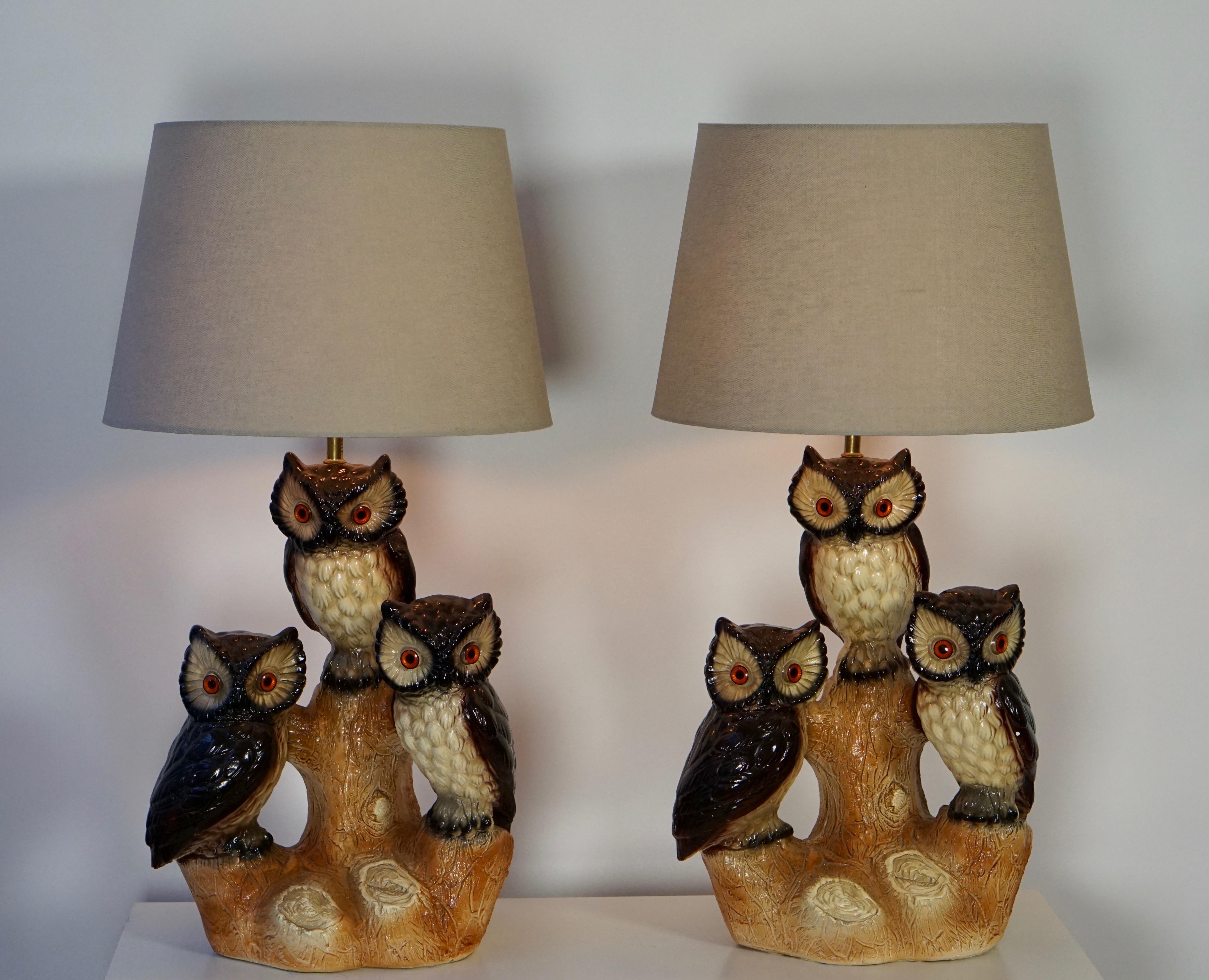 1970s ceramic owl lamp