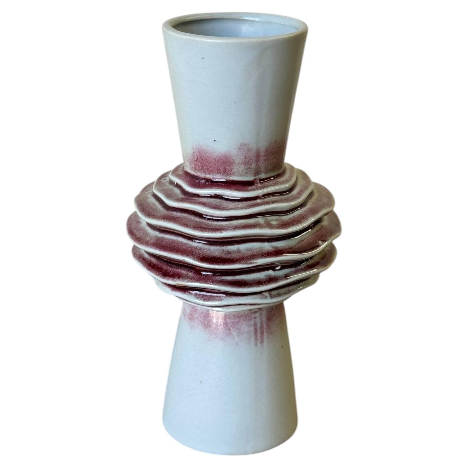 Mid-Century Modern Sculptural Ceramic Vase with Layered Ring Form