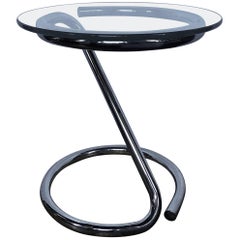 Mid-Century Modern Sculptural Chrome and Glass Tubular Side Table