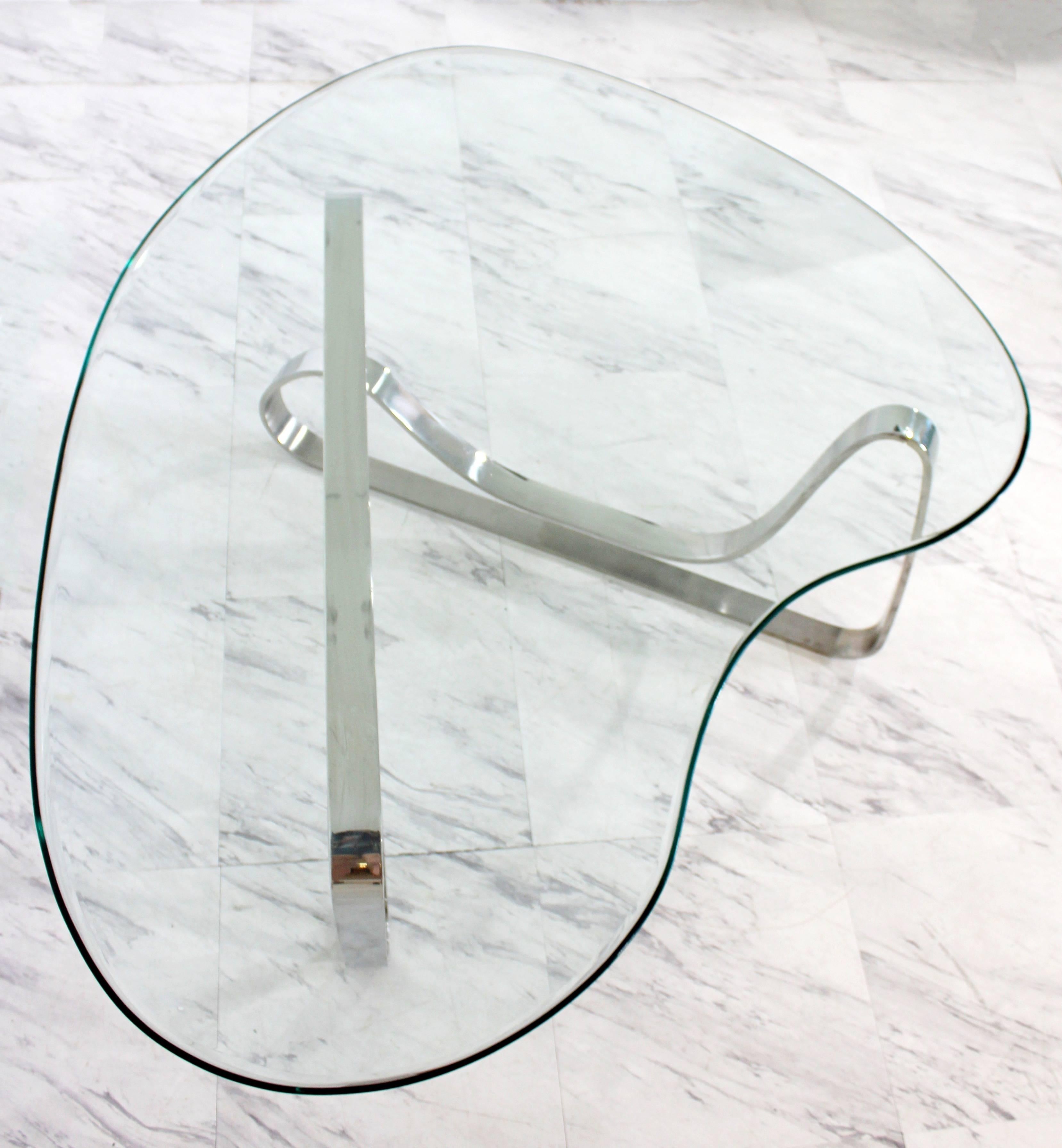 Mid-Century Modern Sculptural Chrome Kidney Glass Coffee Table Pace Era, 1970s 2