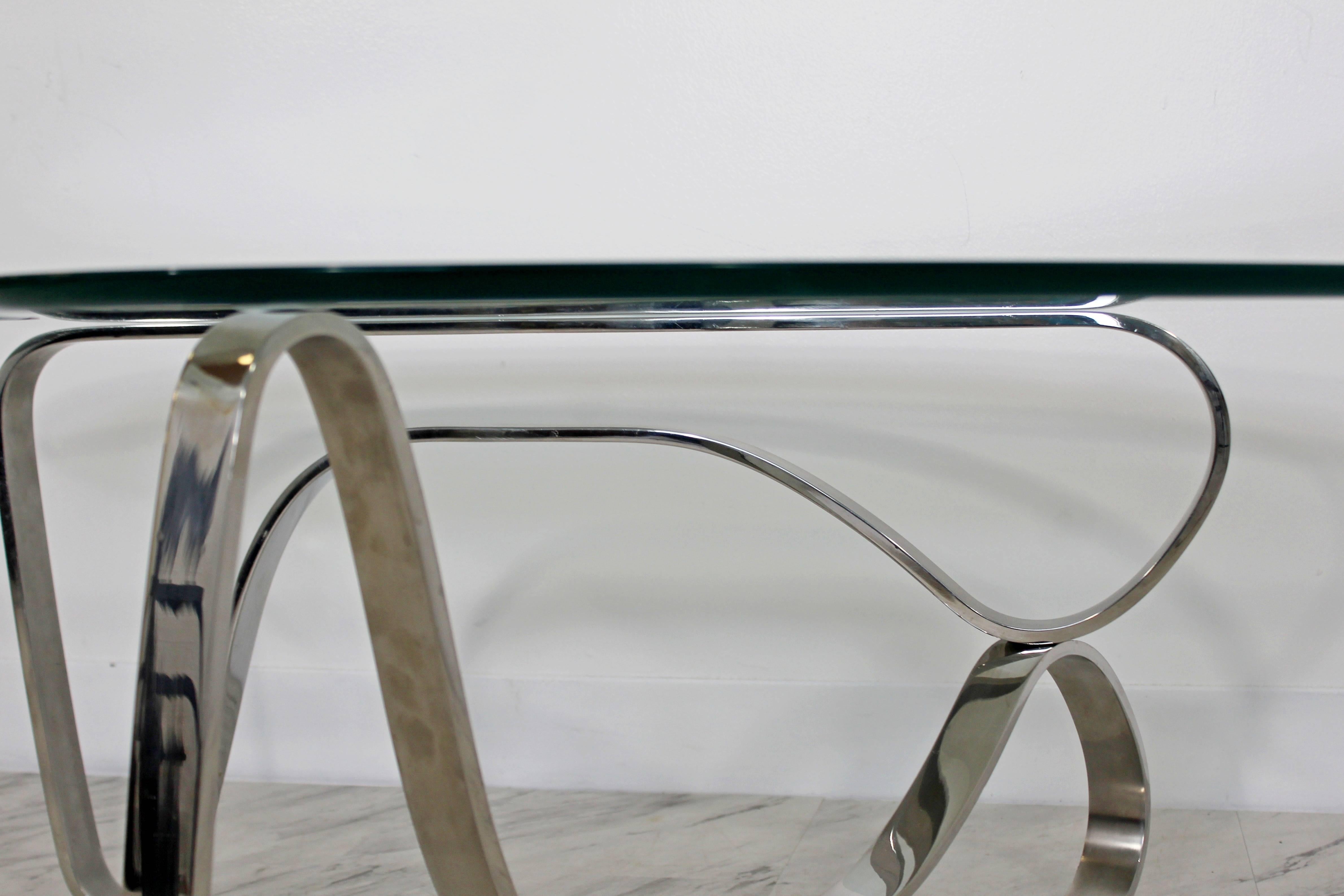 Mid-Century Modern Sculptural Chrome Kidney Glass Coffee Table Pace Era, 1970s 3