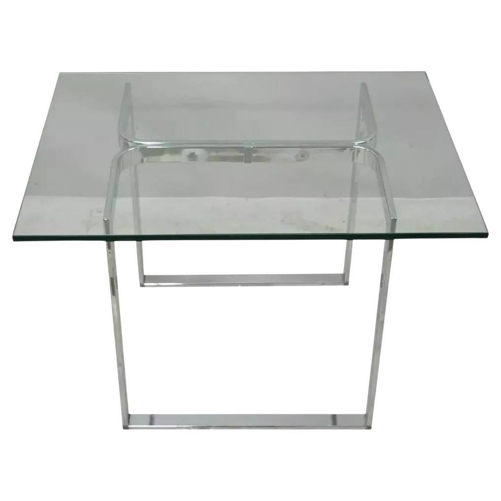 Mid Century Modern Sculptural Chrome Rectangular Glass Top Occasional Beistelltisch