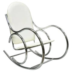 Mid Century Modern Sculptural Chrome Thonet Rocking Chair Rocker Milo Baughman