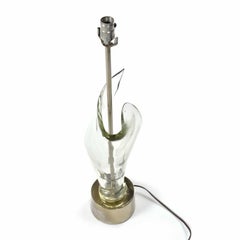 Mid-Century Modern Sculptural Clear Murano Glass Table Lamp