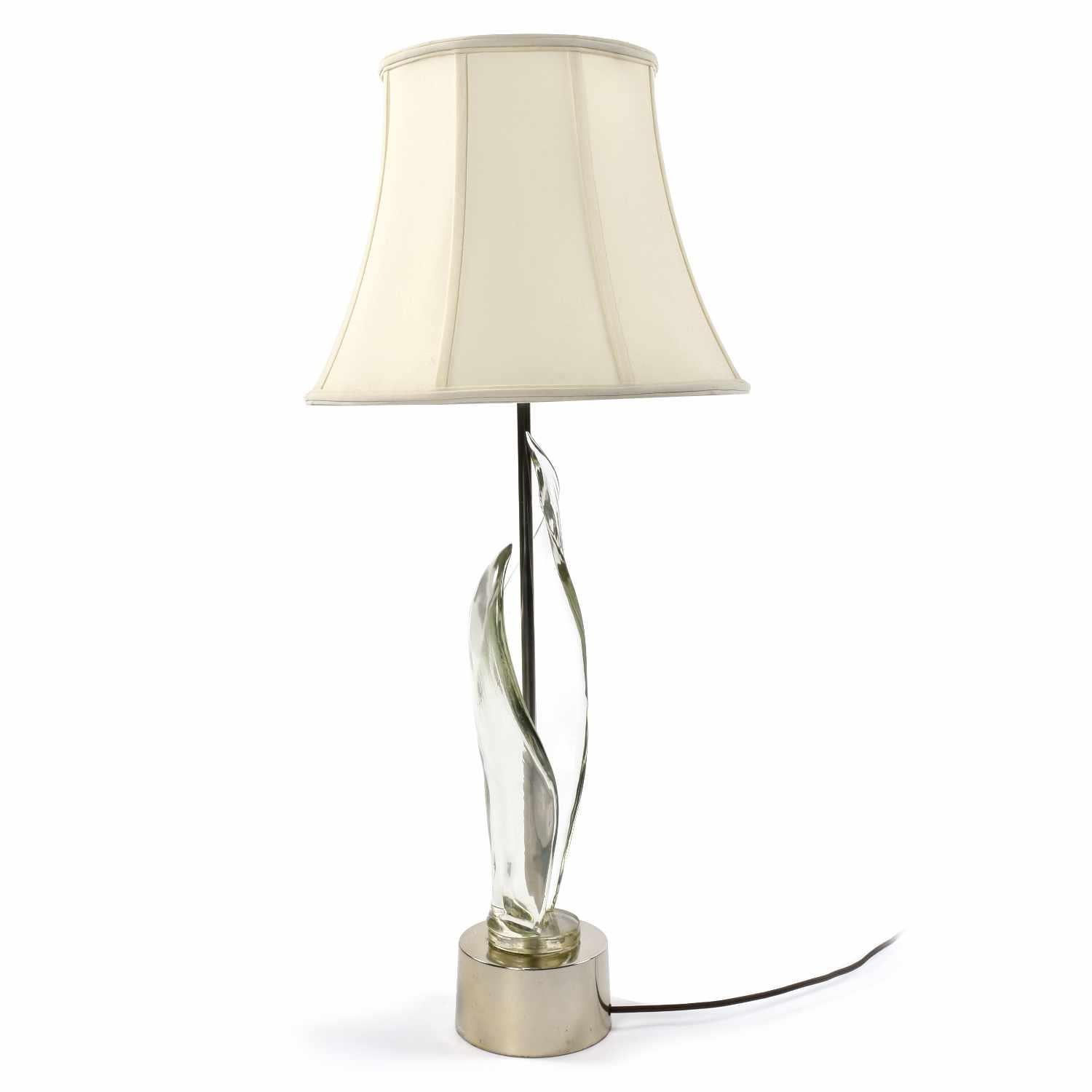 Mid-Century Modern Sculptural Clear Murano Glass Table Lamp For Sale 1