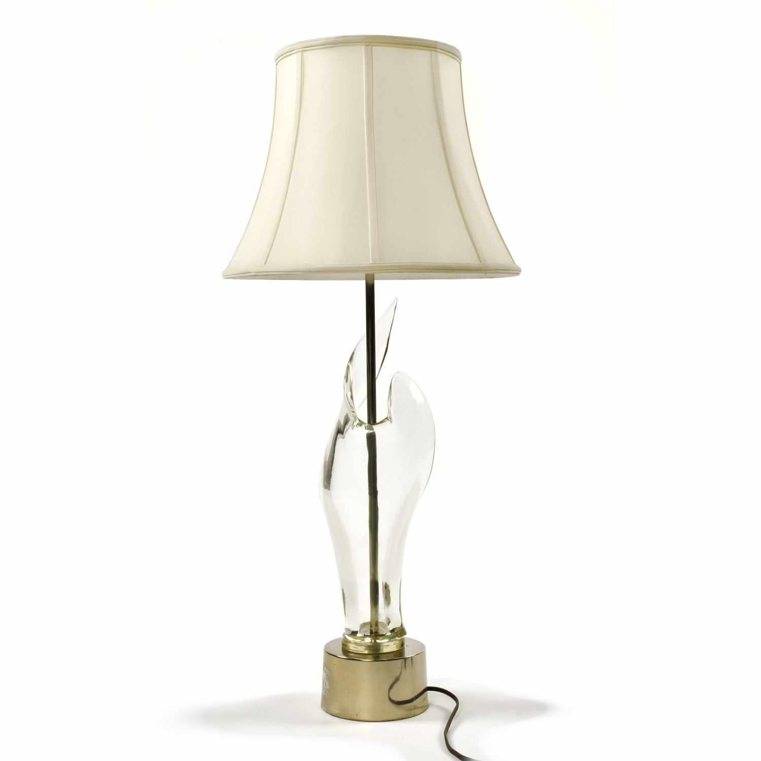 Mid-Century Modern Sculptural Clear Murano Glass Table Lamp For Sale 2