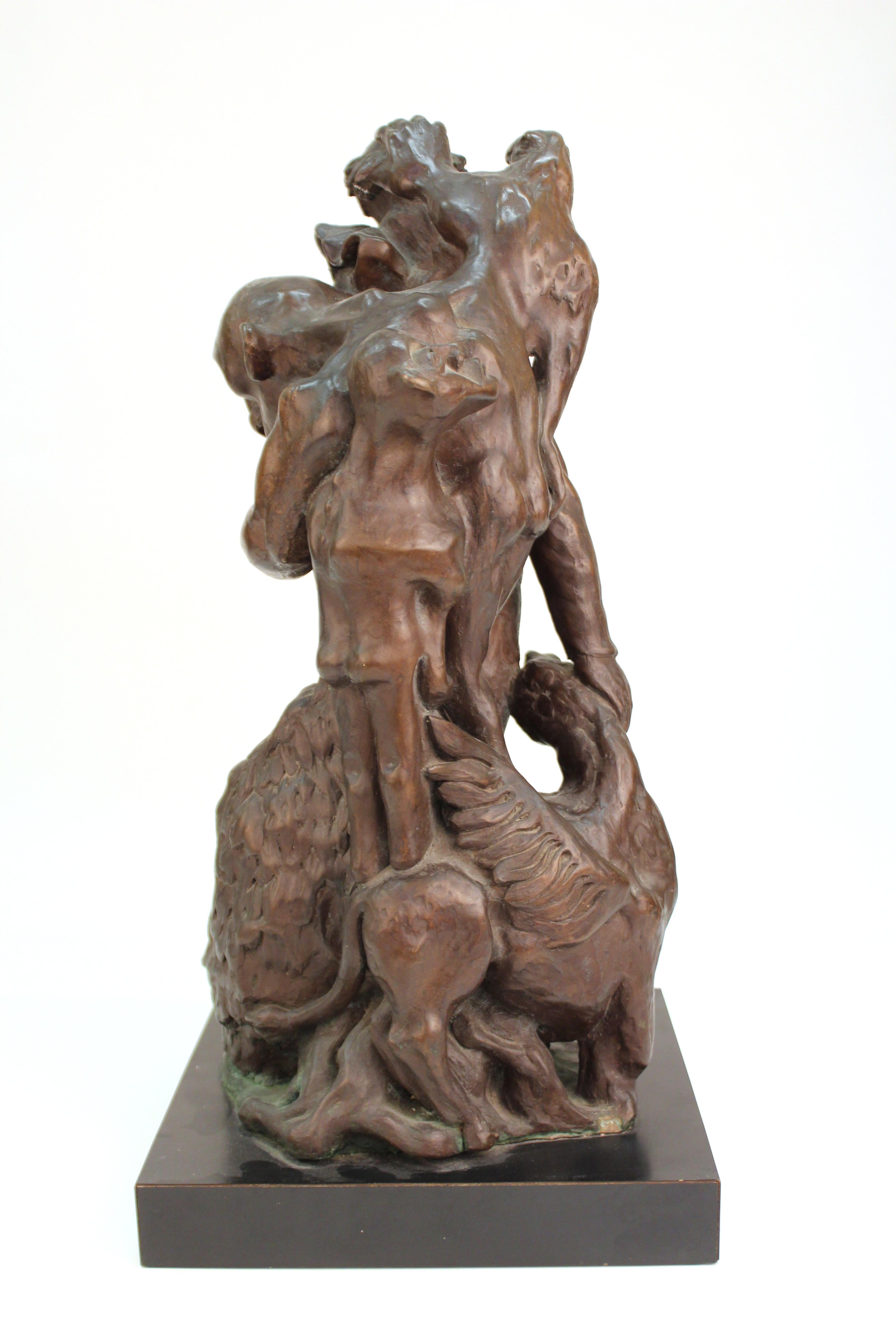 20th Century Mid-Century Modern Sculptural Clown Group in Bronzed Terracotta