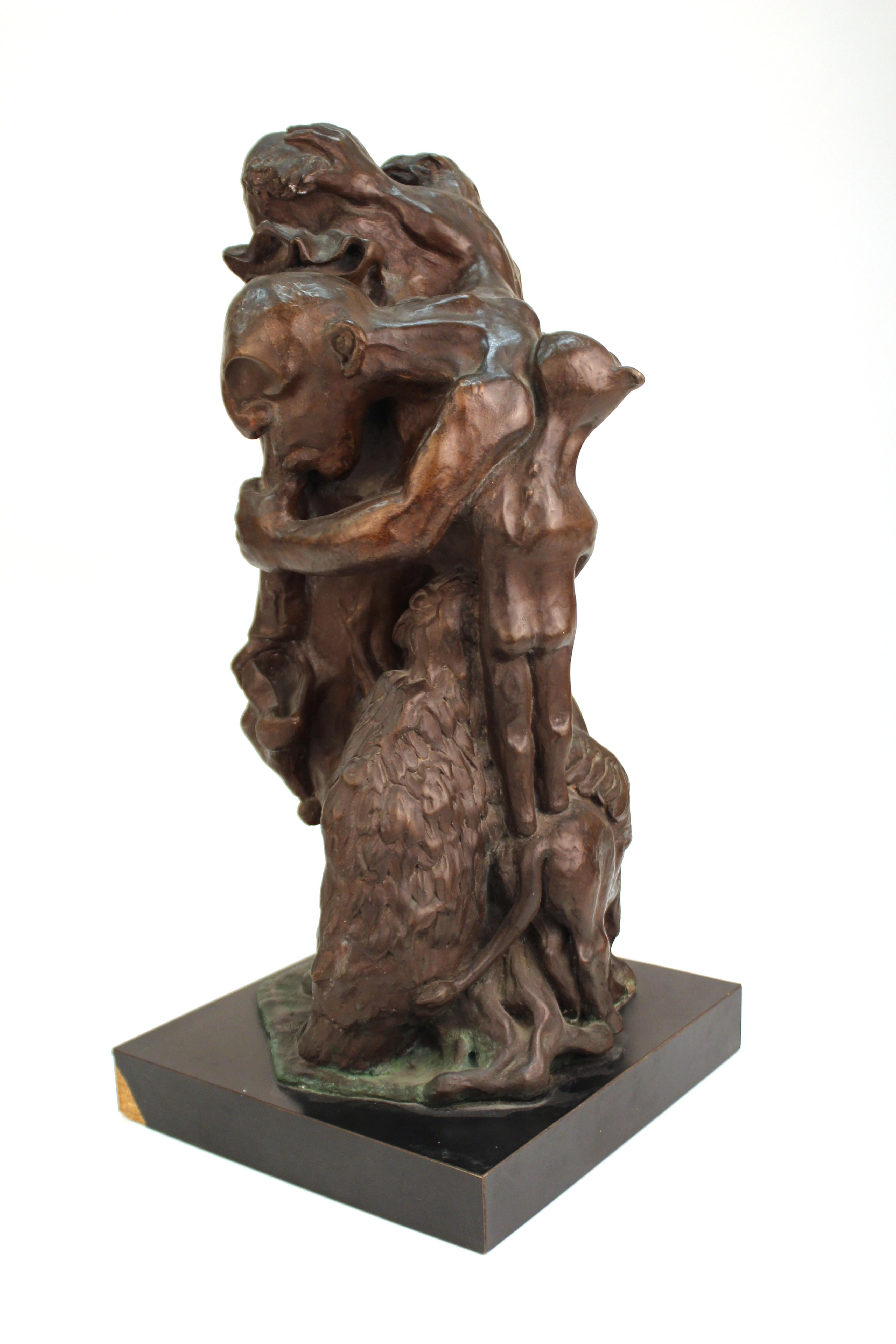 Mid-Century Modern Sculptural Clown Group in Bronzed Terracotta 1
