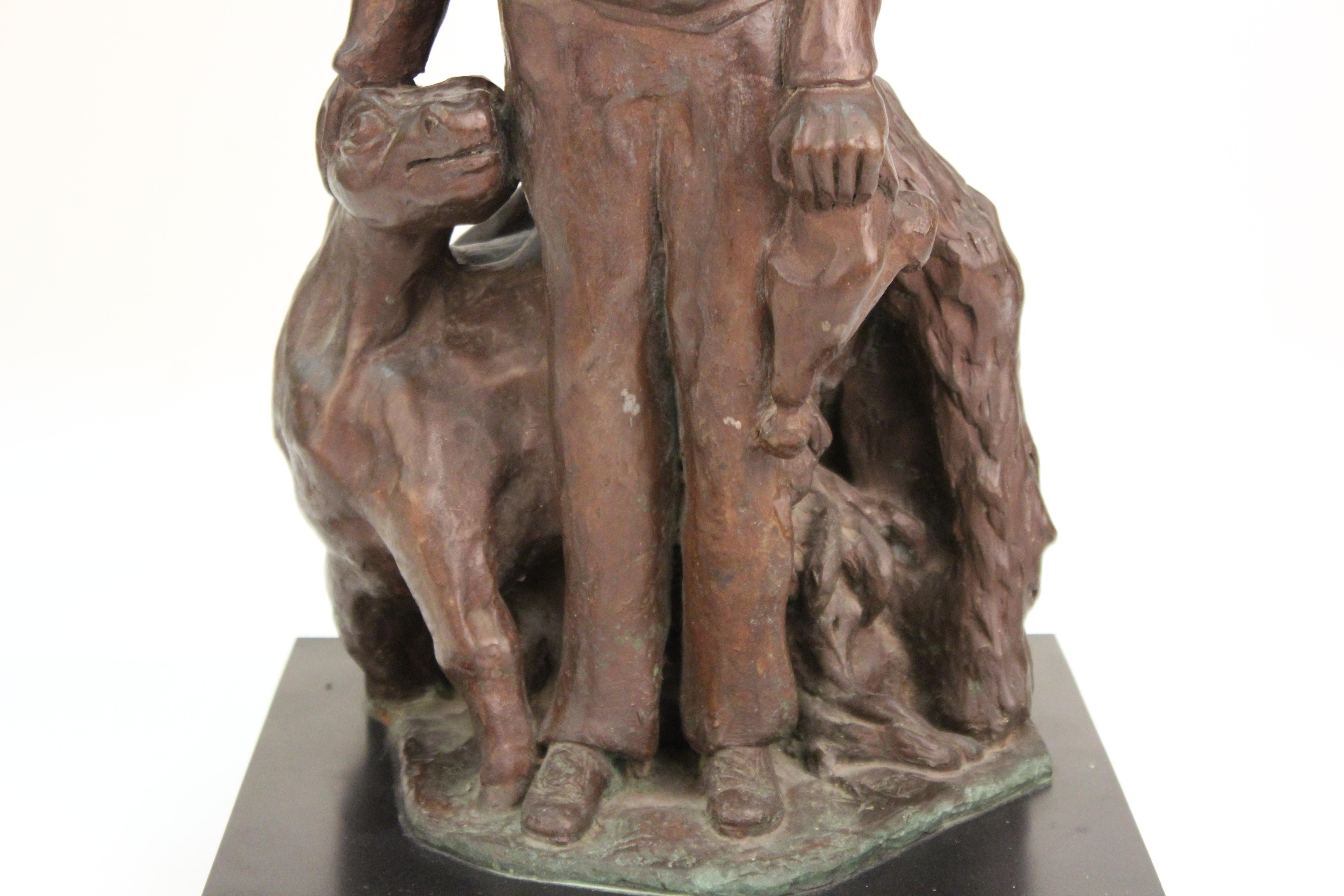 Mid-Century Modern Sculptural Clown Group in Bronzed Terracotta 2