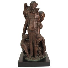 Vintage Mid-Century Modern Sculptural Clown Group in Bronzed Terracotta