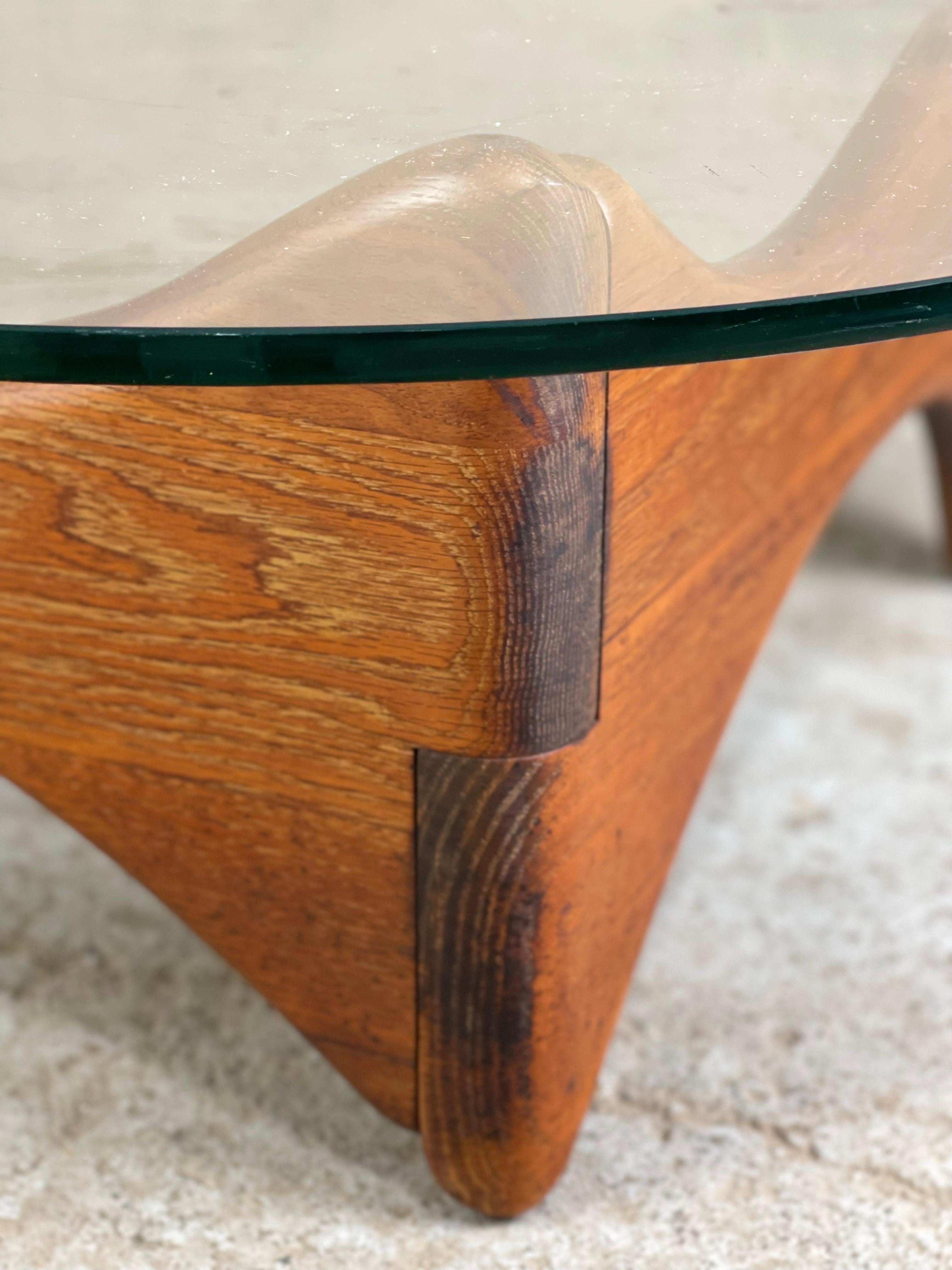 Glass Mid Century Modern Sculptural Coffee Table after Noguchi