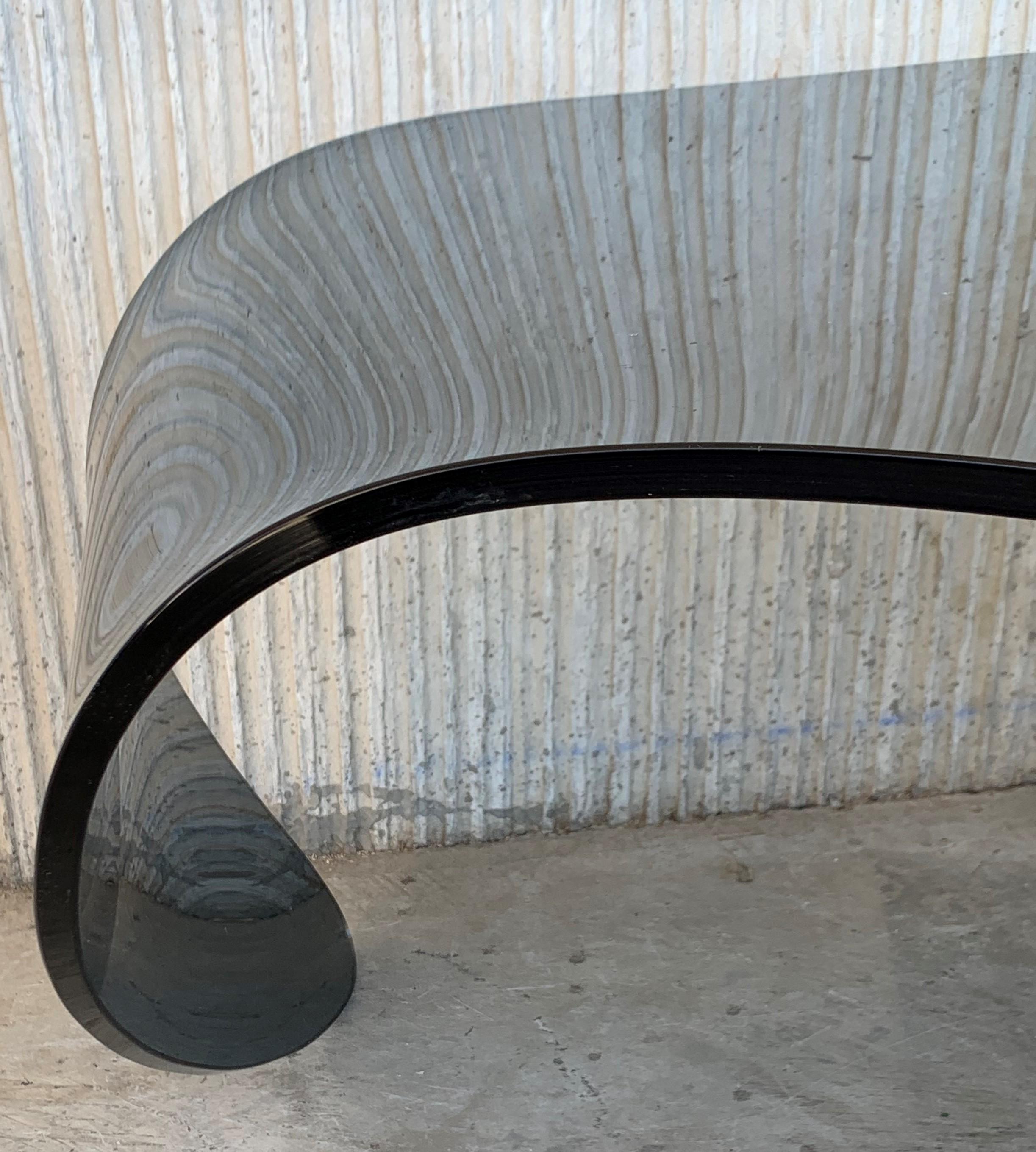 Mid-Century Modern Sculptural Curved Blue Glass Table 5