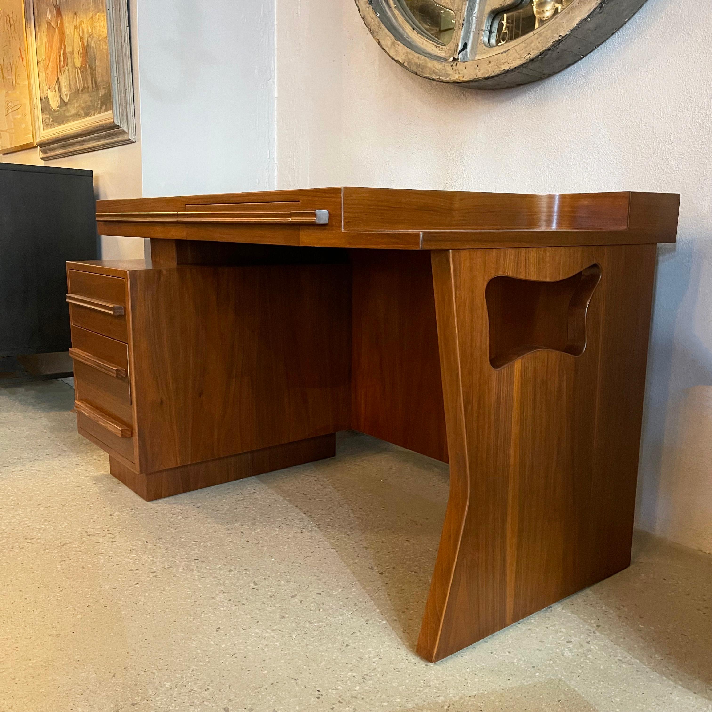 American Mid-Century Modern Sculptural Cut-Out Walnut Desk For Sale
