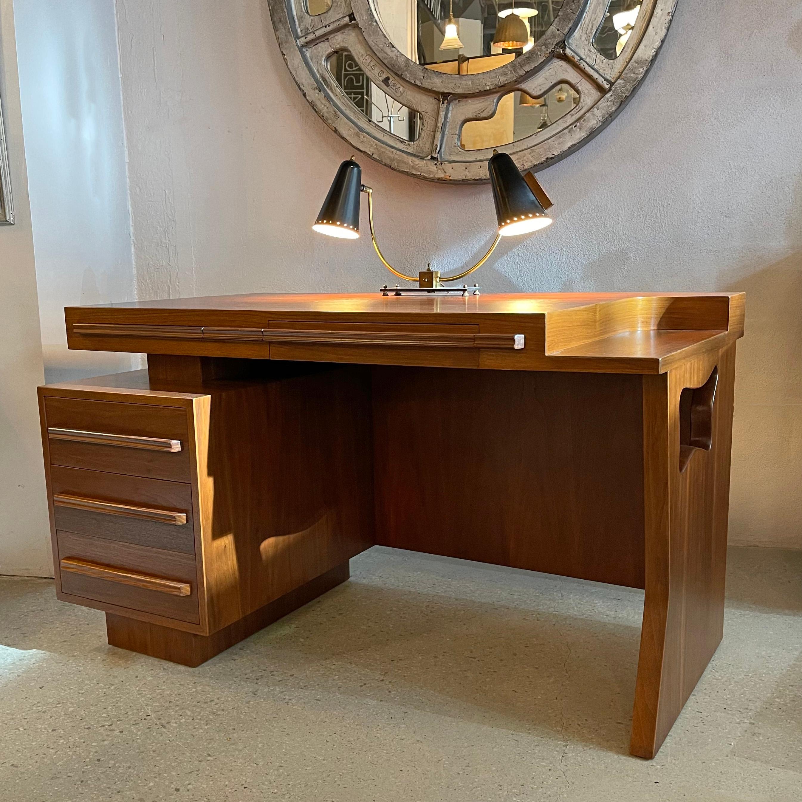 20th Century Mid-Century Modern Sculptural Cut-Out Walnut Desk For Sale