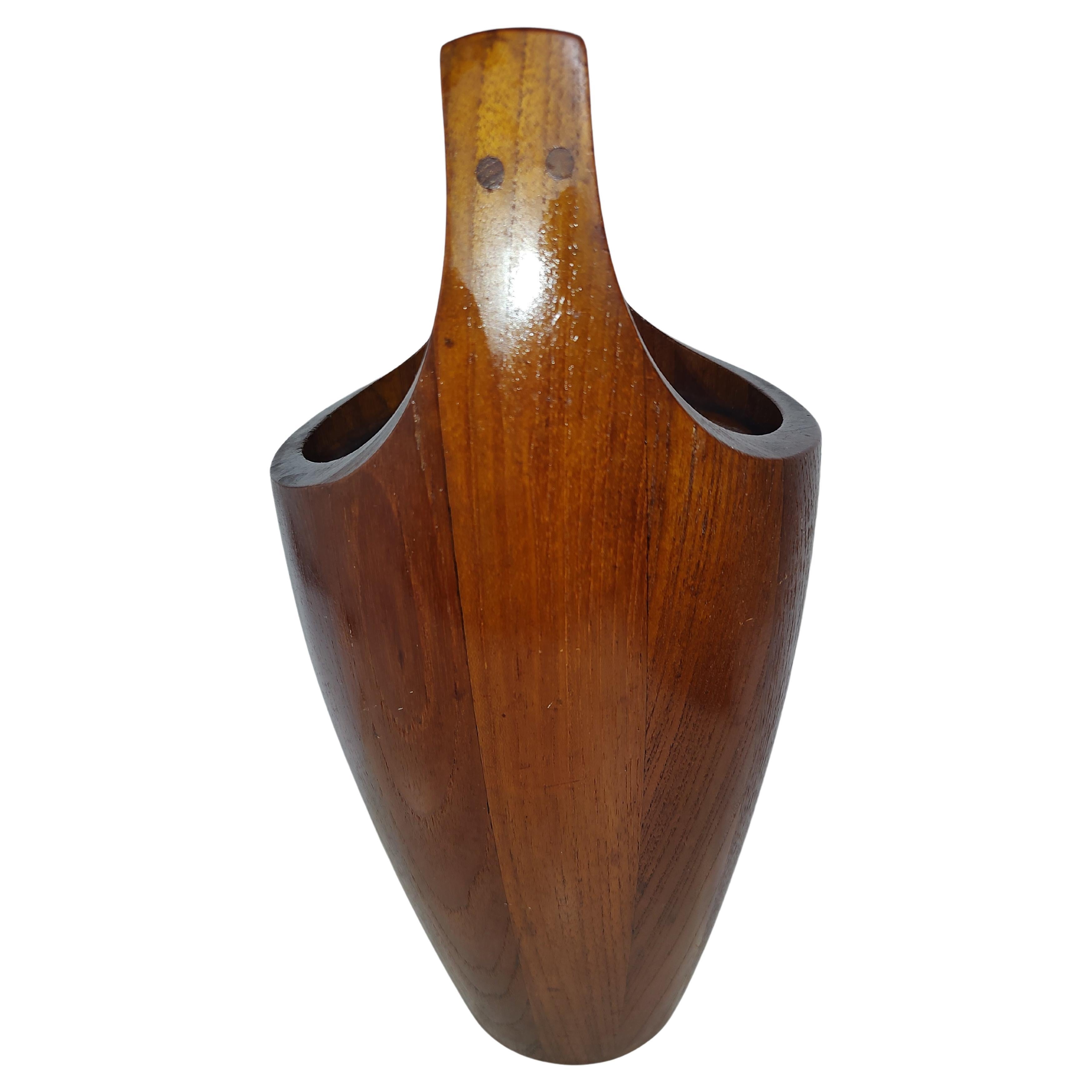 Hand-Crafted Mid-Century Modern Sculptural Danish Teak Ice Bucket by Jen's Quistgaard For Sale