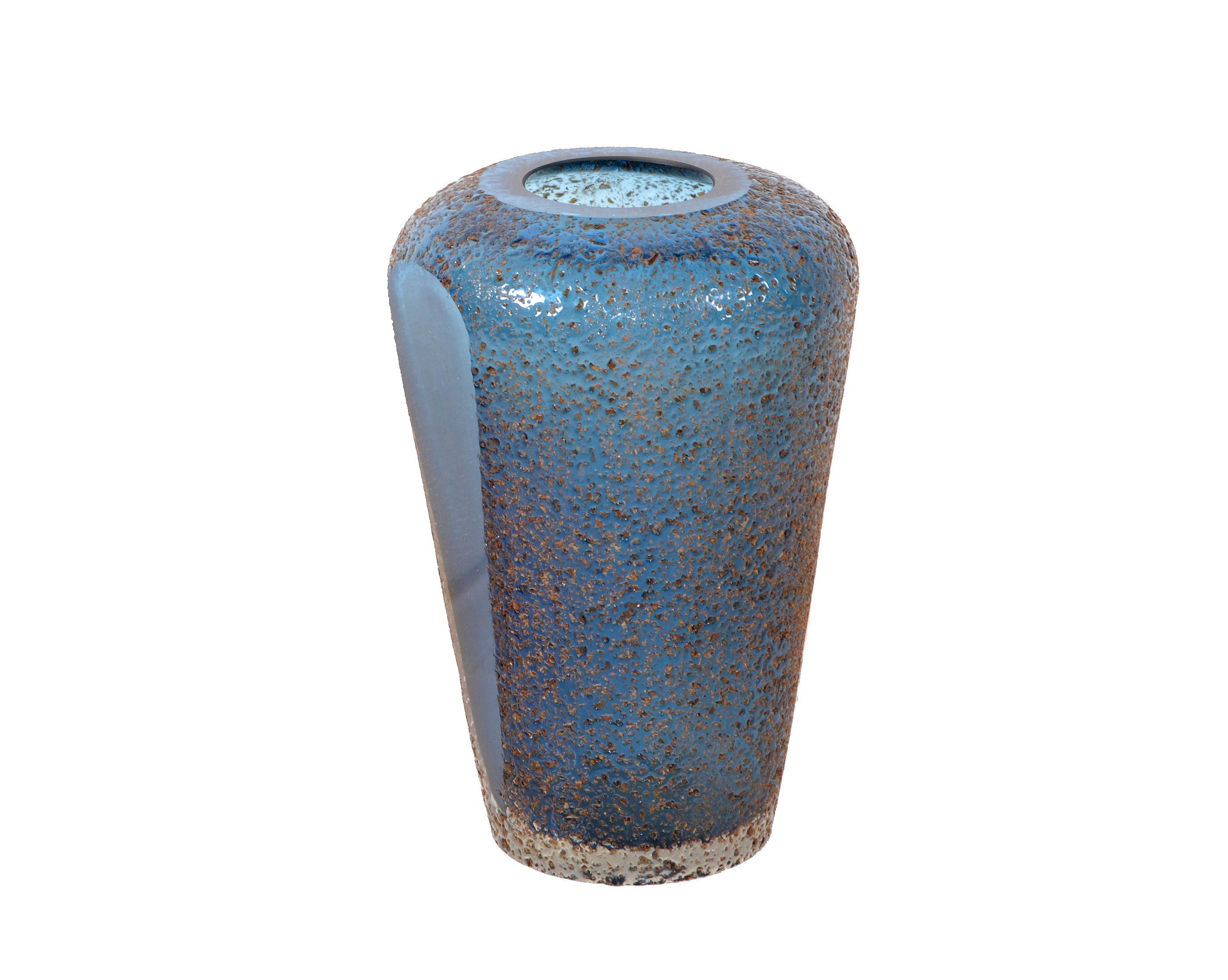 Mid-Century Modern Sculptural Dark Blue and Bronze Murano Art Glass Flower Vase 3