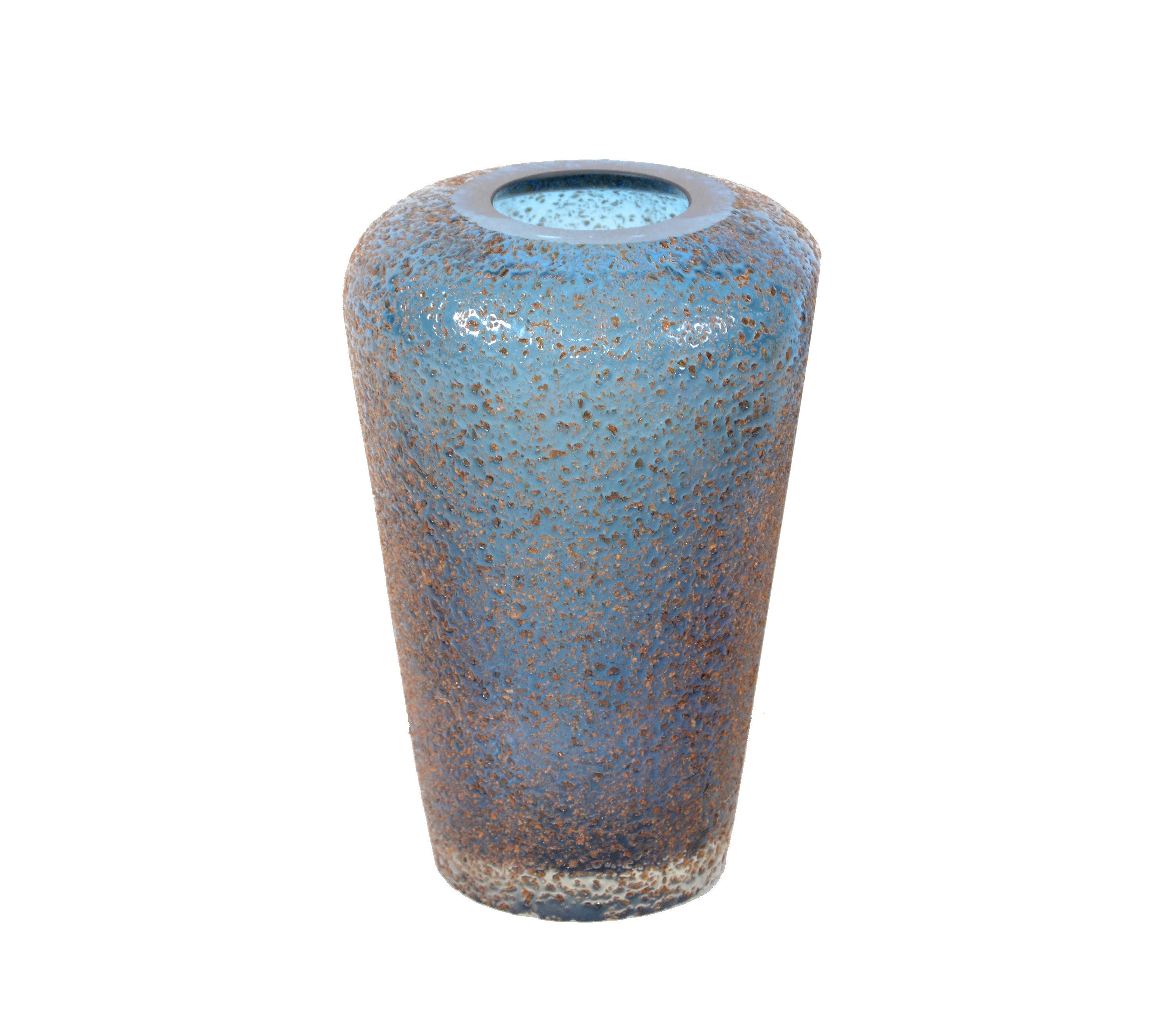 Hand-Crafted Mid-Century Modern Sculptural Dark Blue and Bronze Murano Art Glass Flower Vase