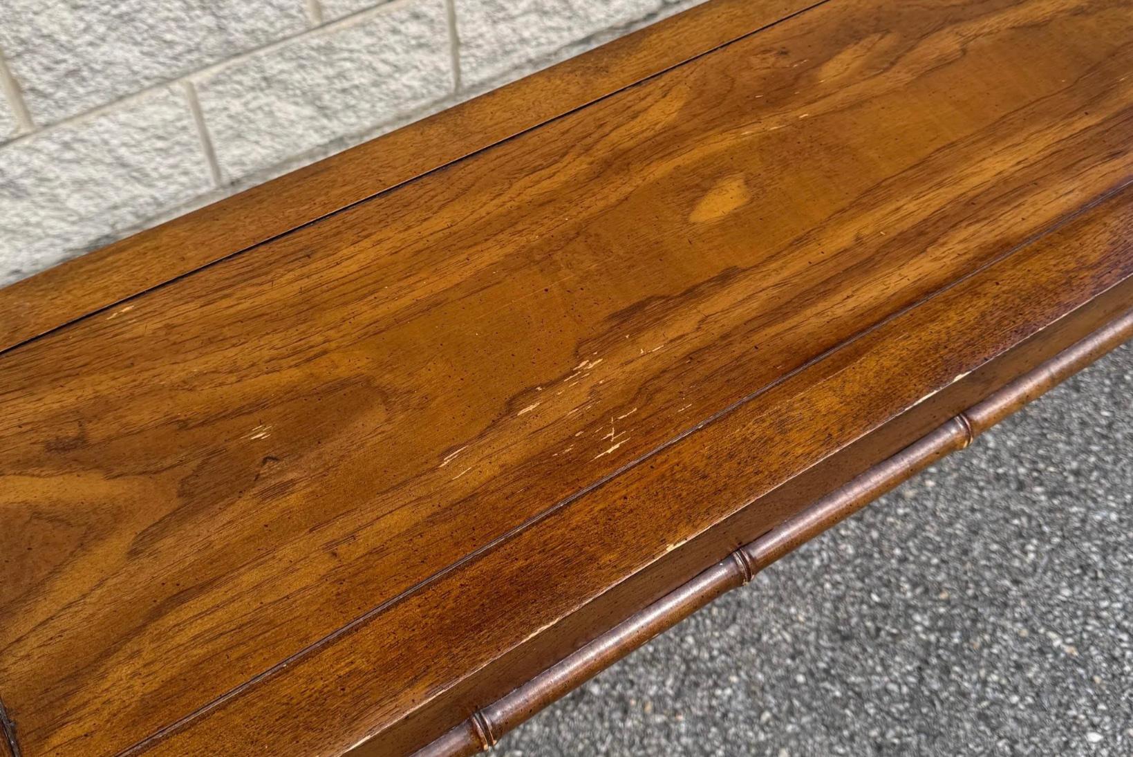 Mid-Century Modern Sculptural Faux Bamboo Console Table For Sale 5