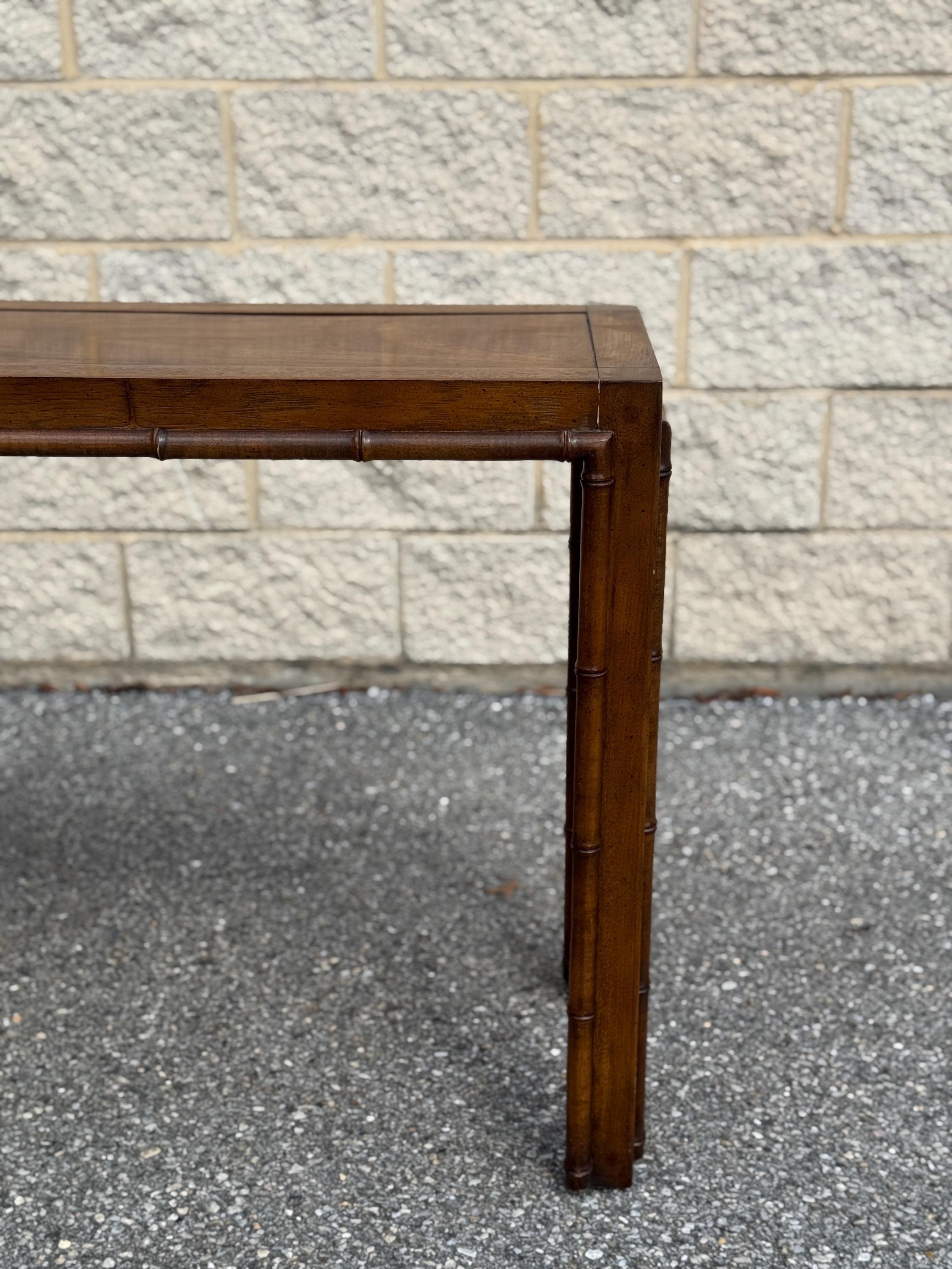 Mid-Century Modern Sculptural Faux Bamboo Console Table In Good Condition For Sale In Elkton, MD
