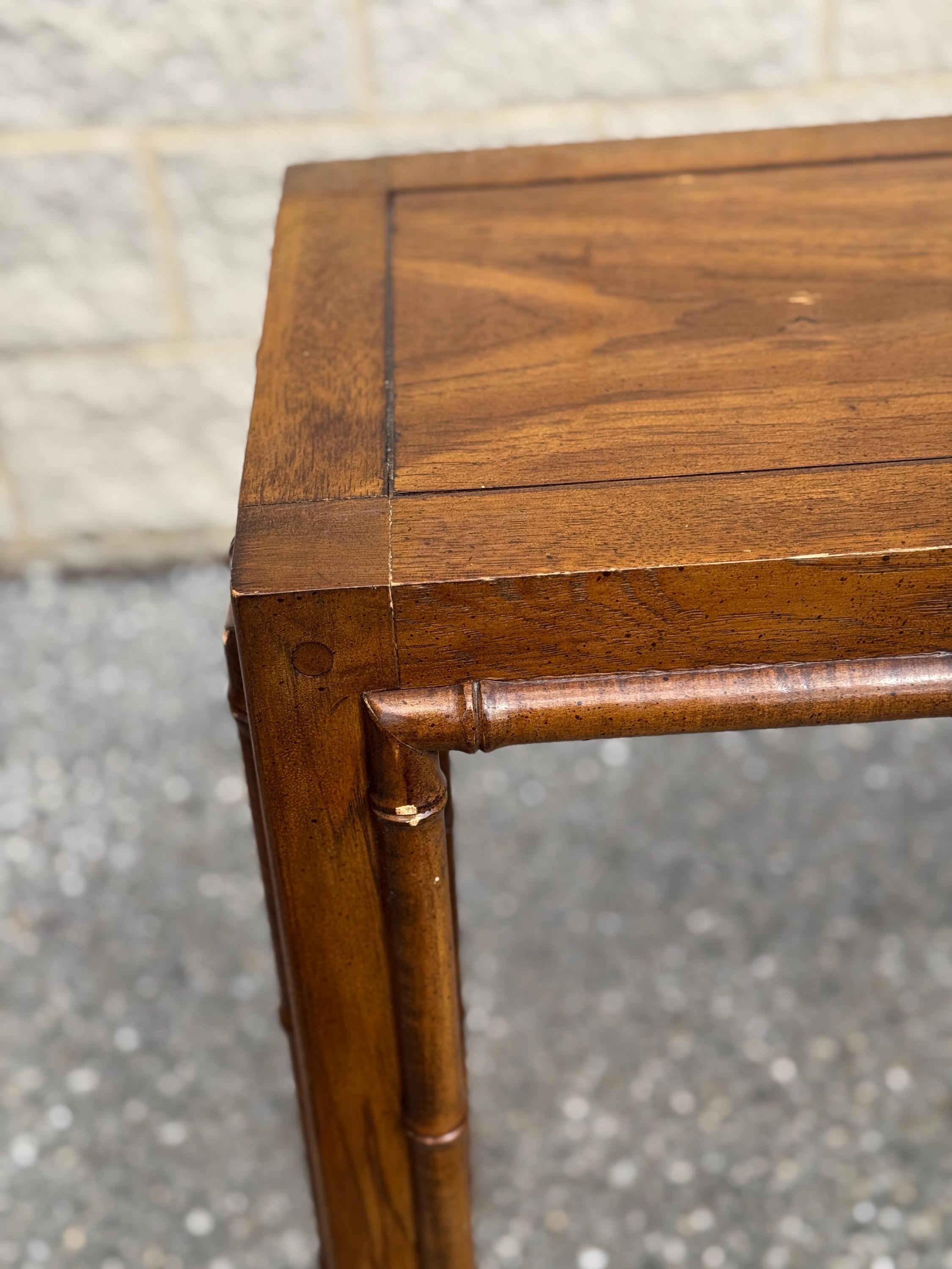 Late 20th Century Mid-Century Modern Sculptural Faux Bamboo Console Table For Sale