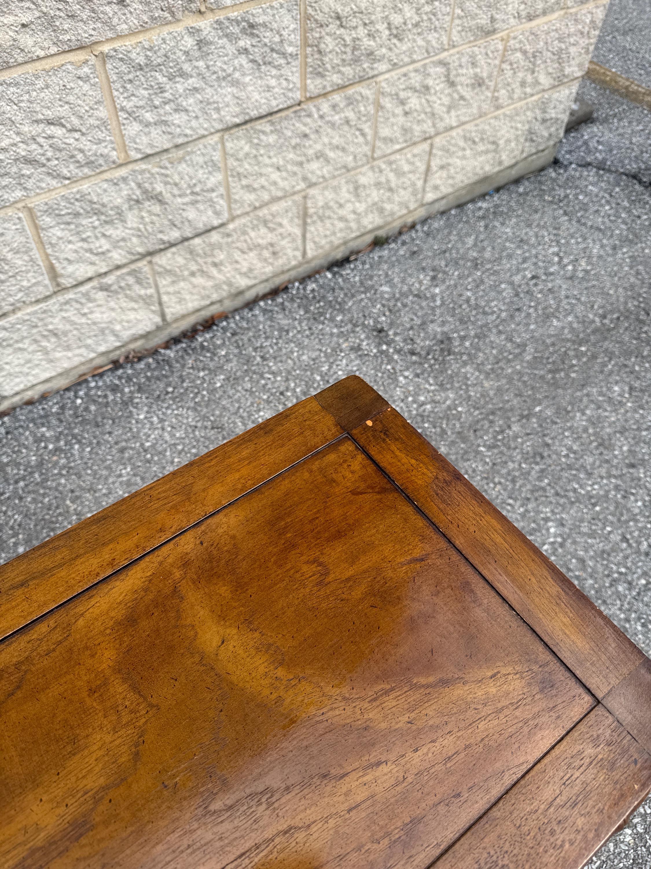 Walnut Mid-Century Modern Sculptural Faux Bamboo Console Table For Sale