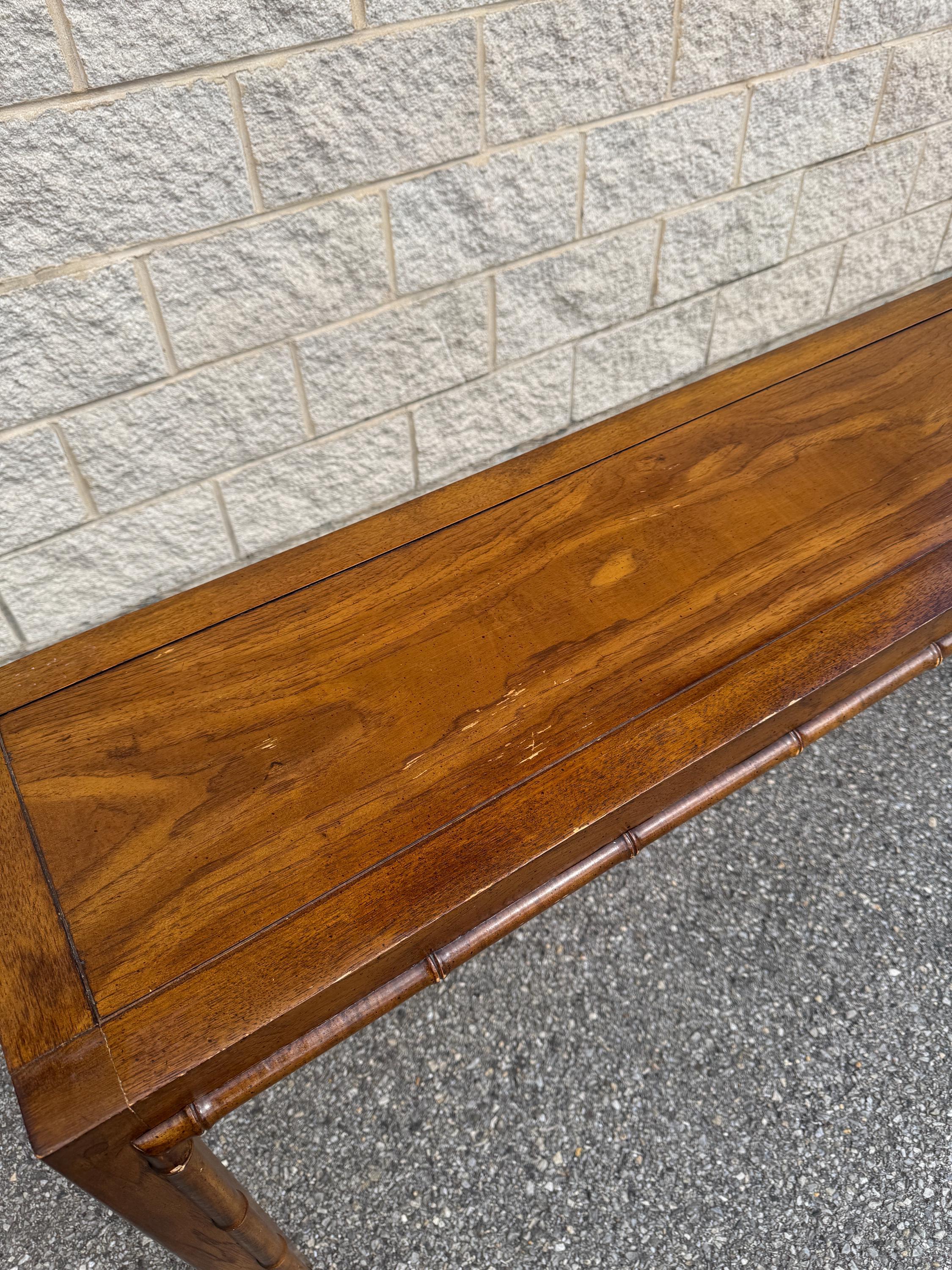 Mid-Century Modern Sculptural Faux Bamboo Console Table For Sale 2