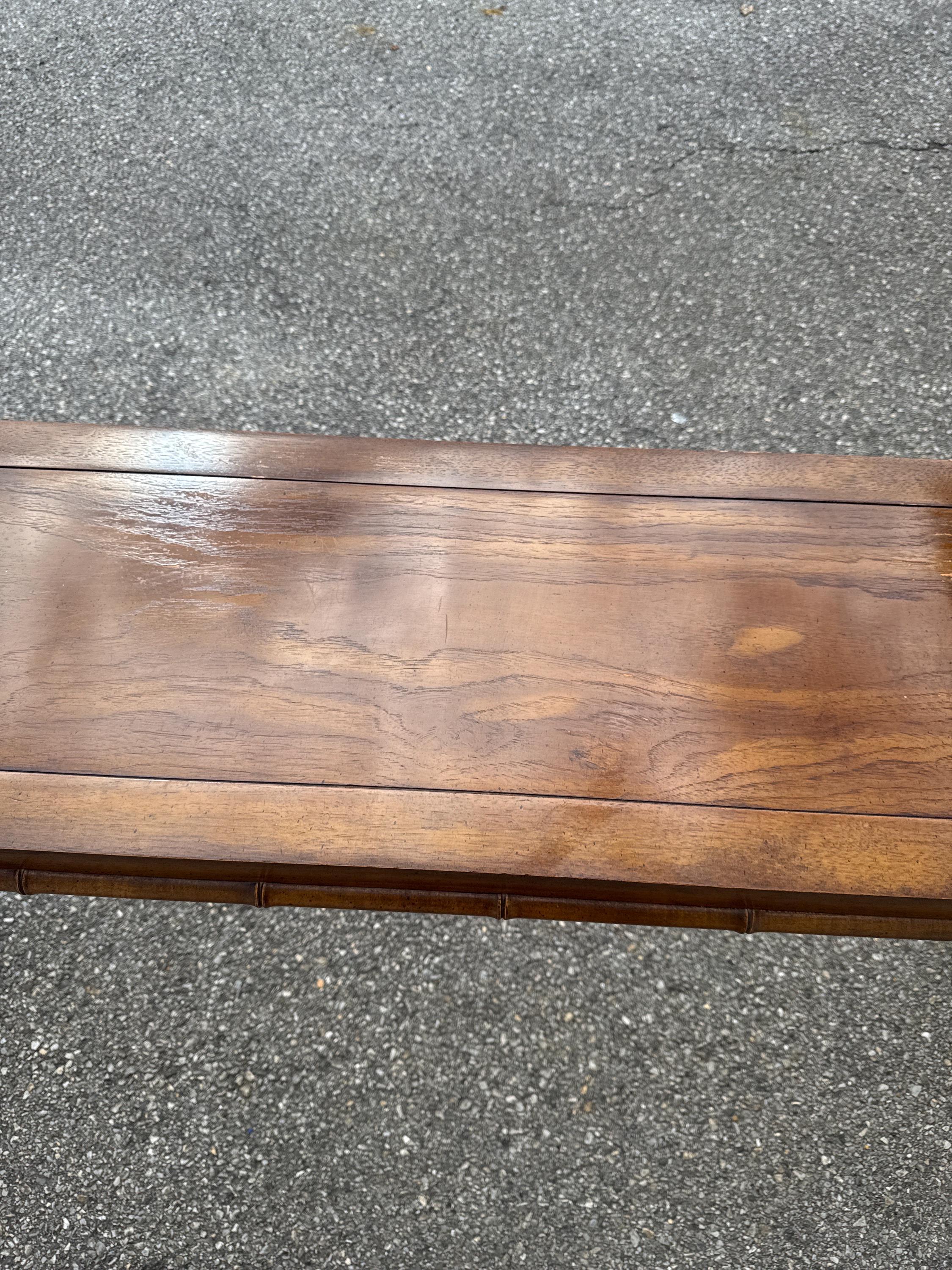 Mid-Century Modern Sculptural Faux Bamboo Console Table For Sale 3