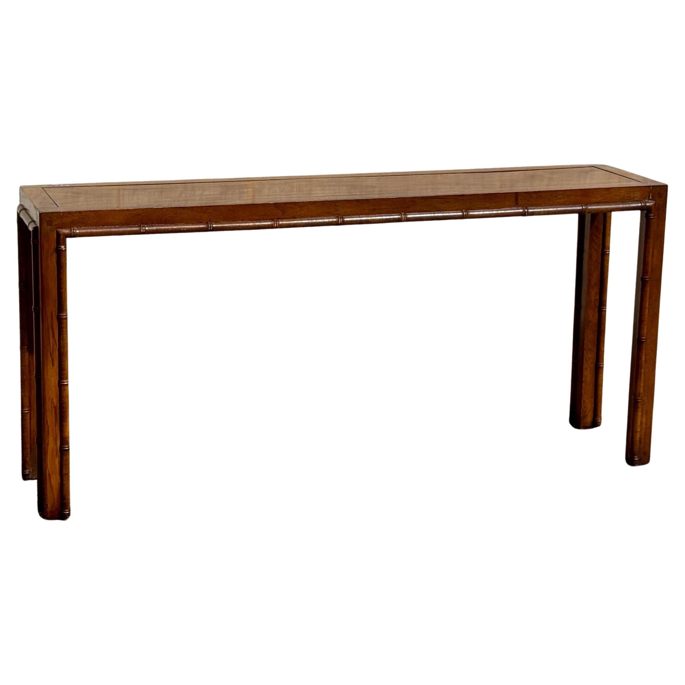 Mid-Century Modern Sculptural Faux Bamboo Console Table