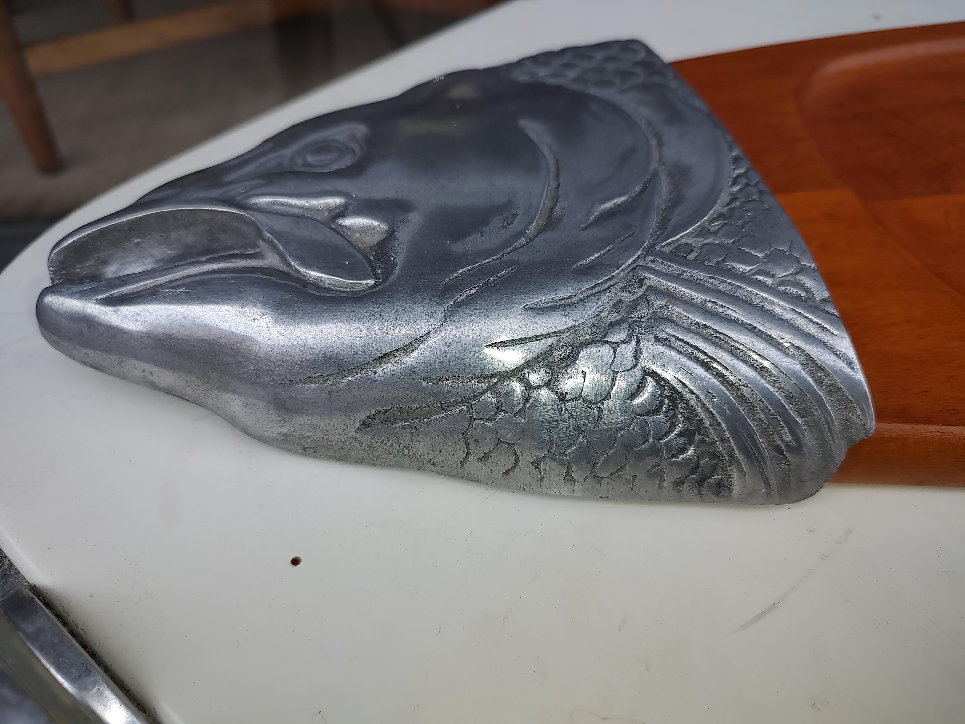 Cast Mid-Century Modern Sculptural Fish Cheese Serving Board  For Sale