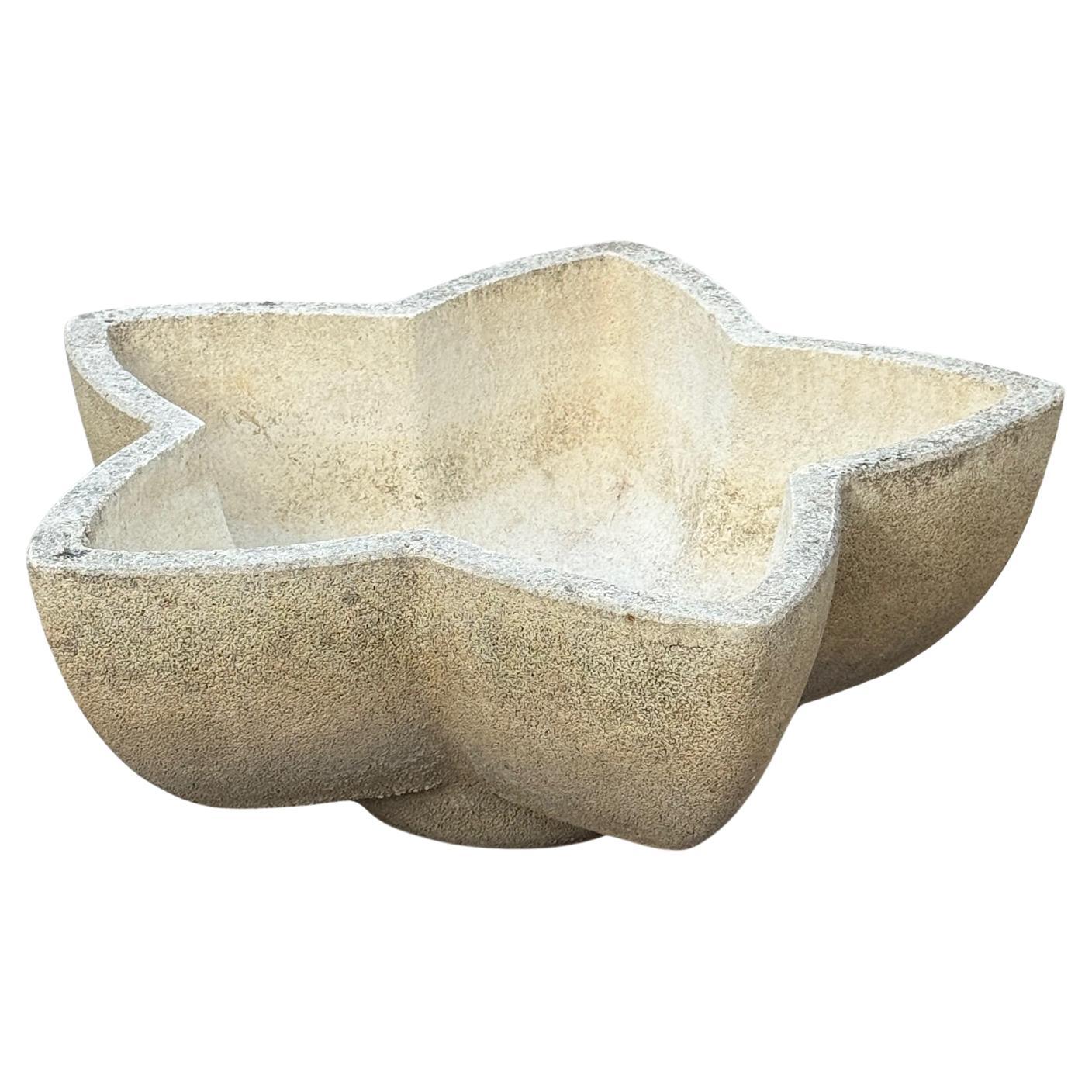 Mid-Century Modern Sculptural Flower-Form Cast Stone Planter