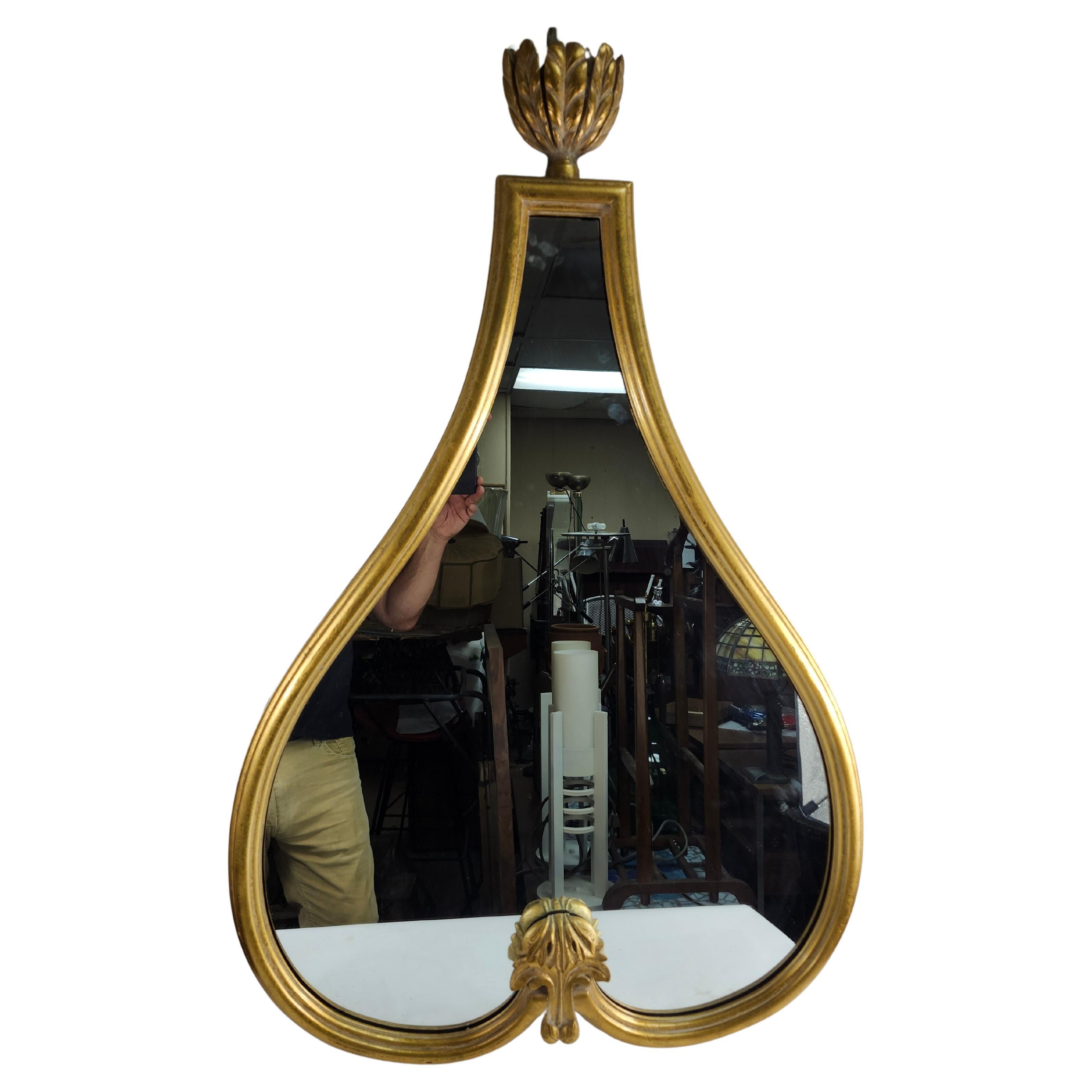 Mid Century Modern Sculptural Gilt Wood Wall Mirror by Tommi Parzinger For Sale 1