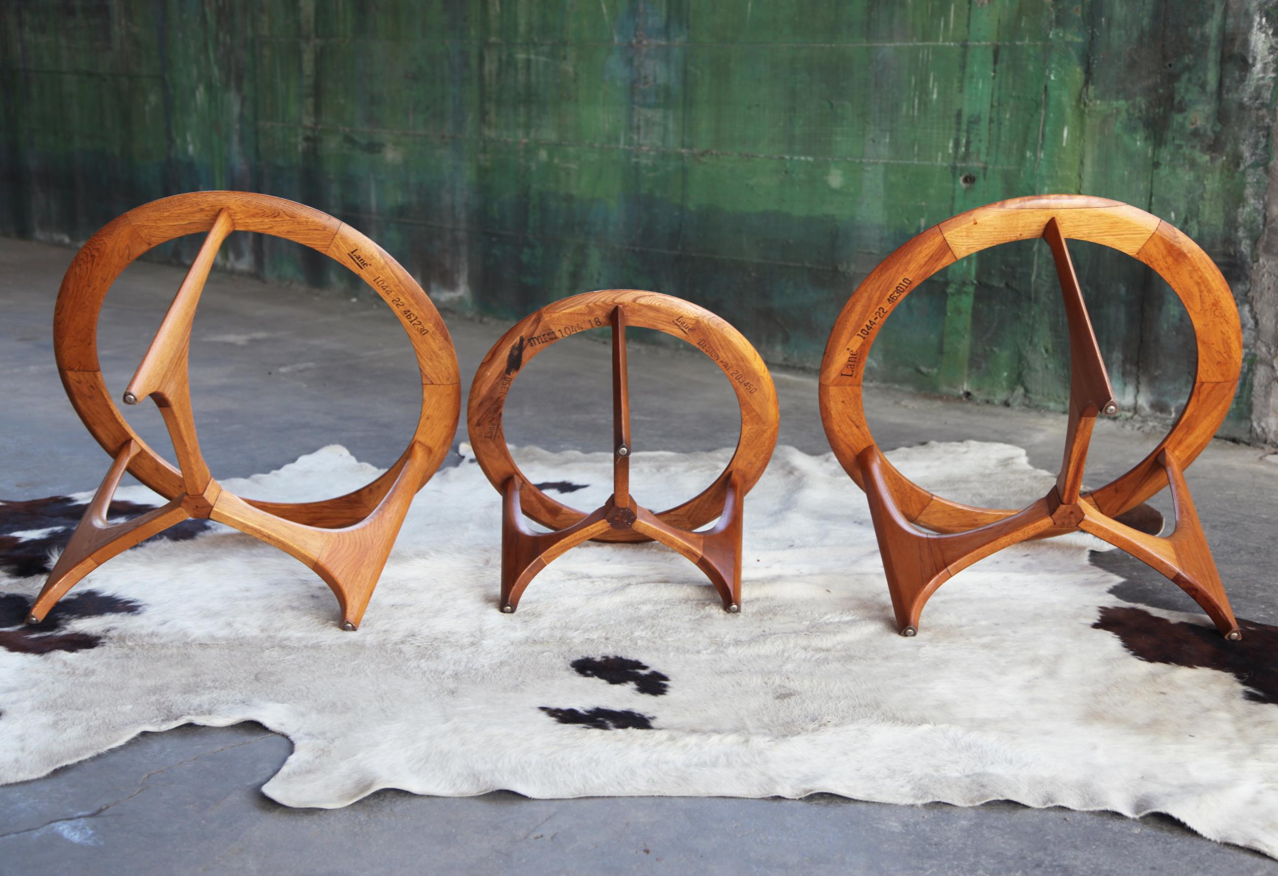 Mid-Century Modern Sculptural Glass Walnut End Tables, Set of 3 6
