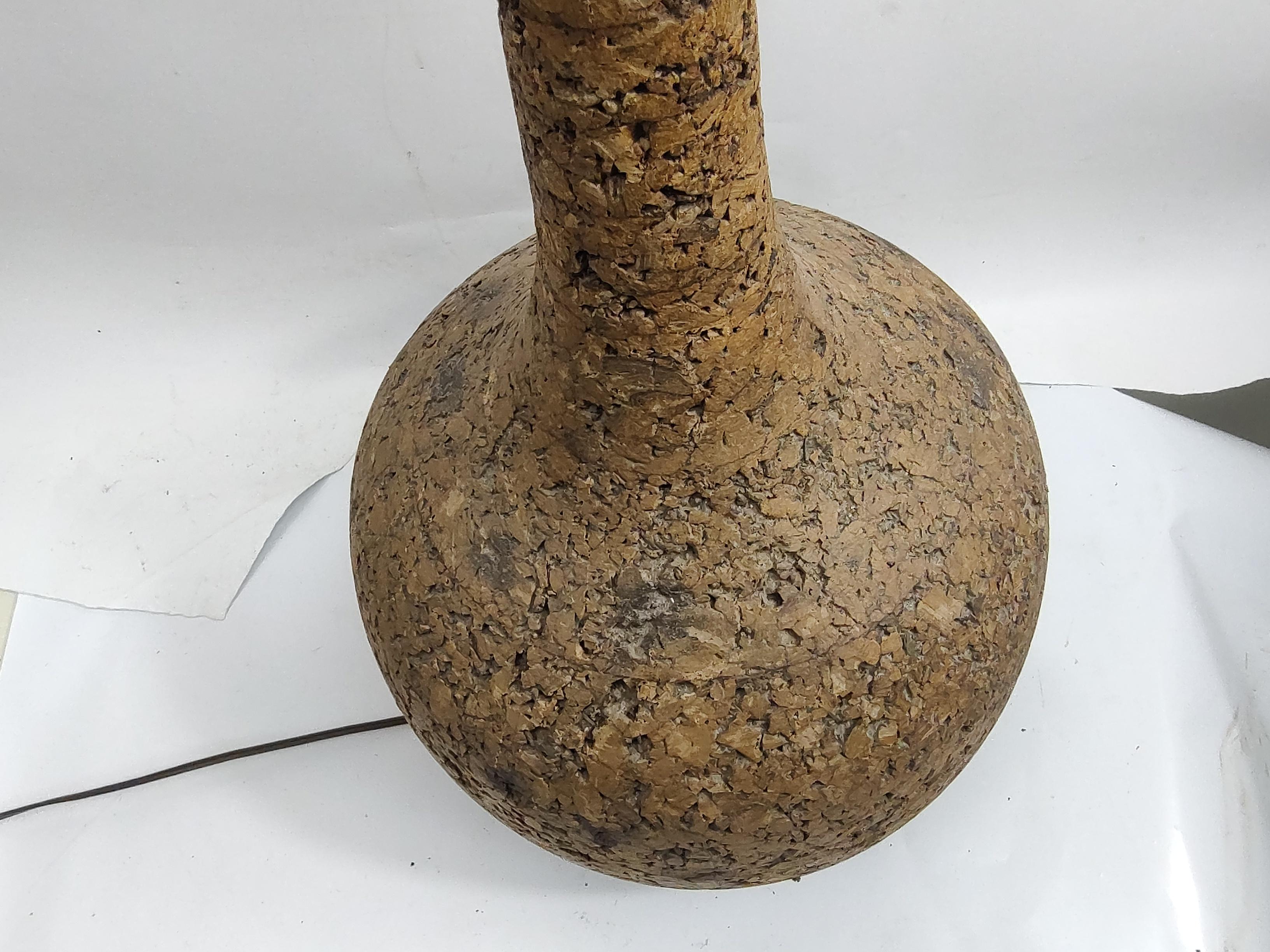 Mid Century Modern Sculptural Gourd Shaped Cork Table Lamps C1960 For Sale 3