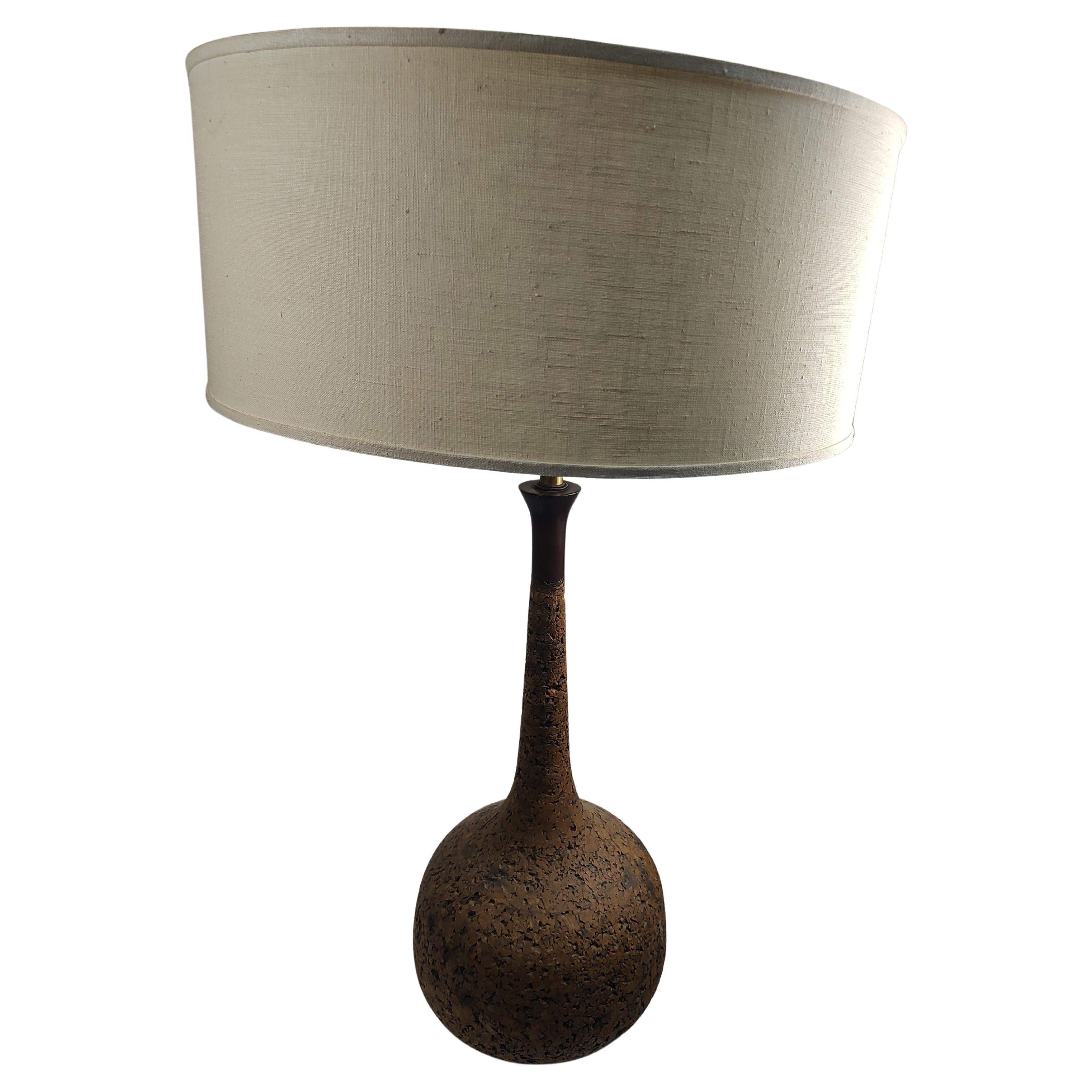 Américain Lampes de table sculpturales en liège en forme de gourde, mi-siècle moderne, C1960 en vente