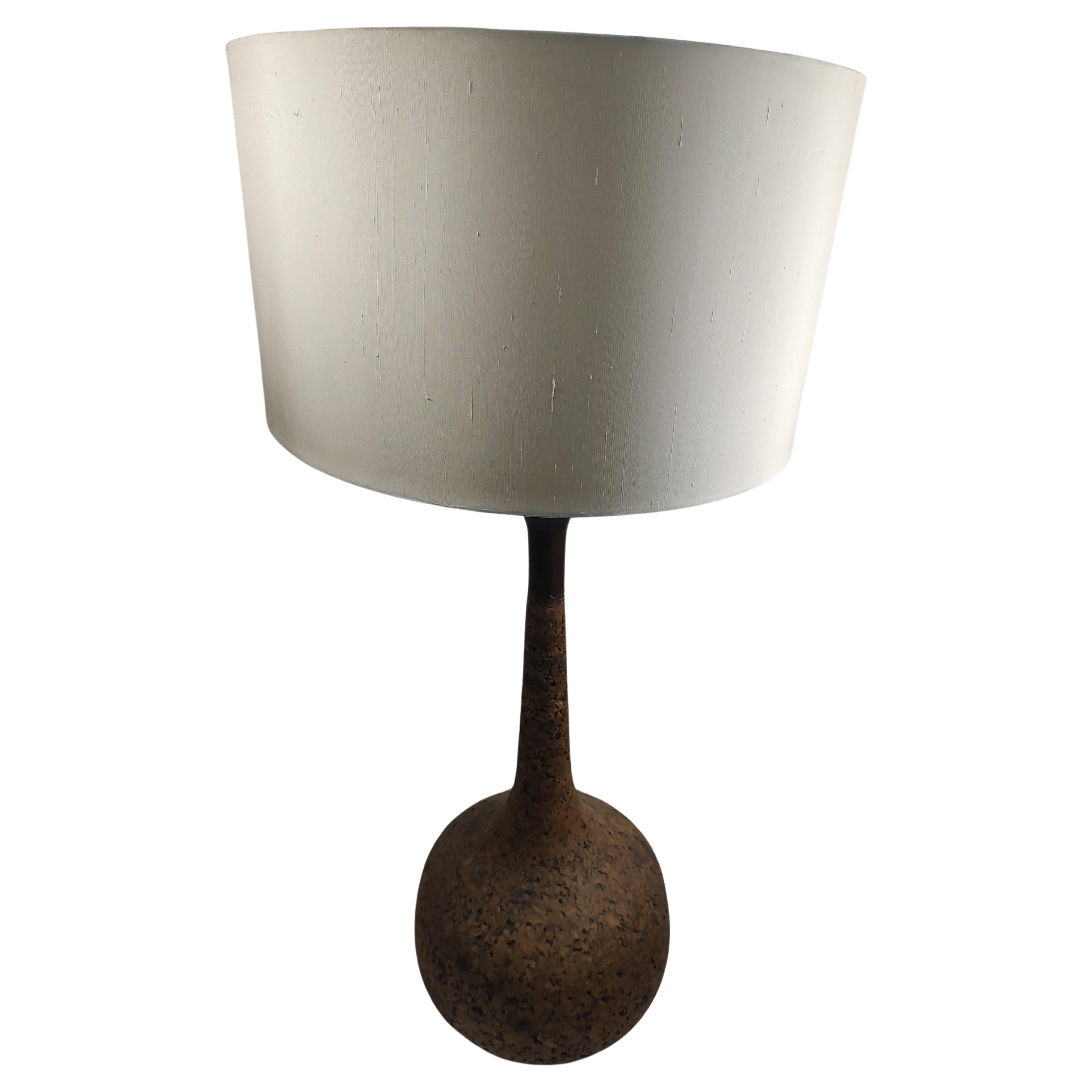 Mid-20th Century Mid Century Modern Sculptural Gourd Shaped Cork Table Lamps C1960 For Sale