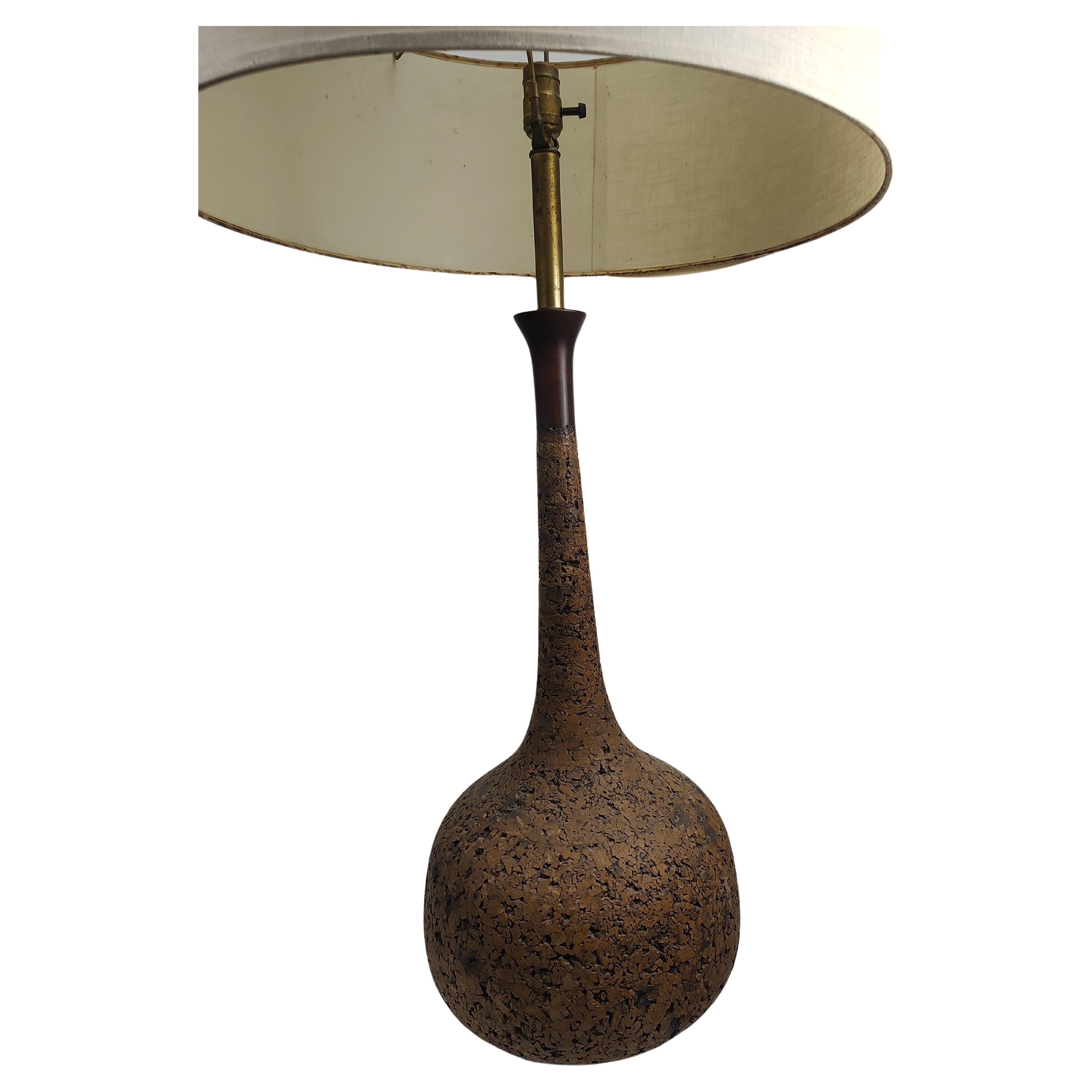 Lampes de table sculpturales en liège en forme de gourde, mi-siècle moderne, C1960 en vente 1