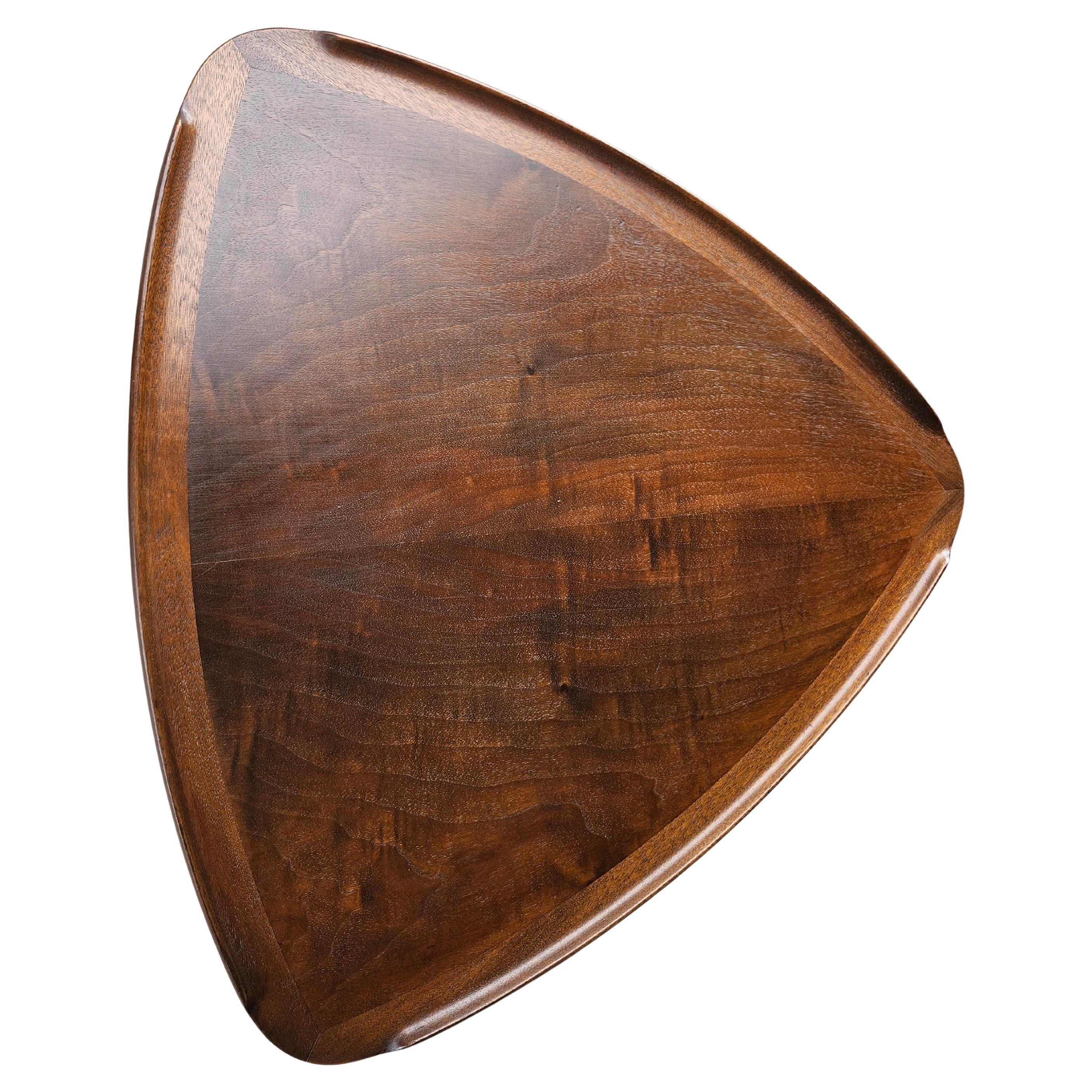 Danish Mid Century Modern Sculptural Guitar Pick End Table attributed to Poul Jensen