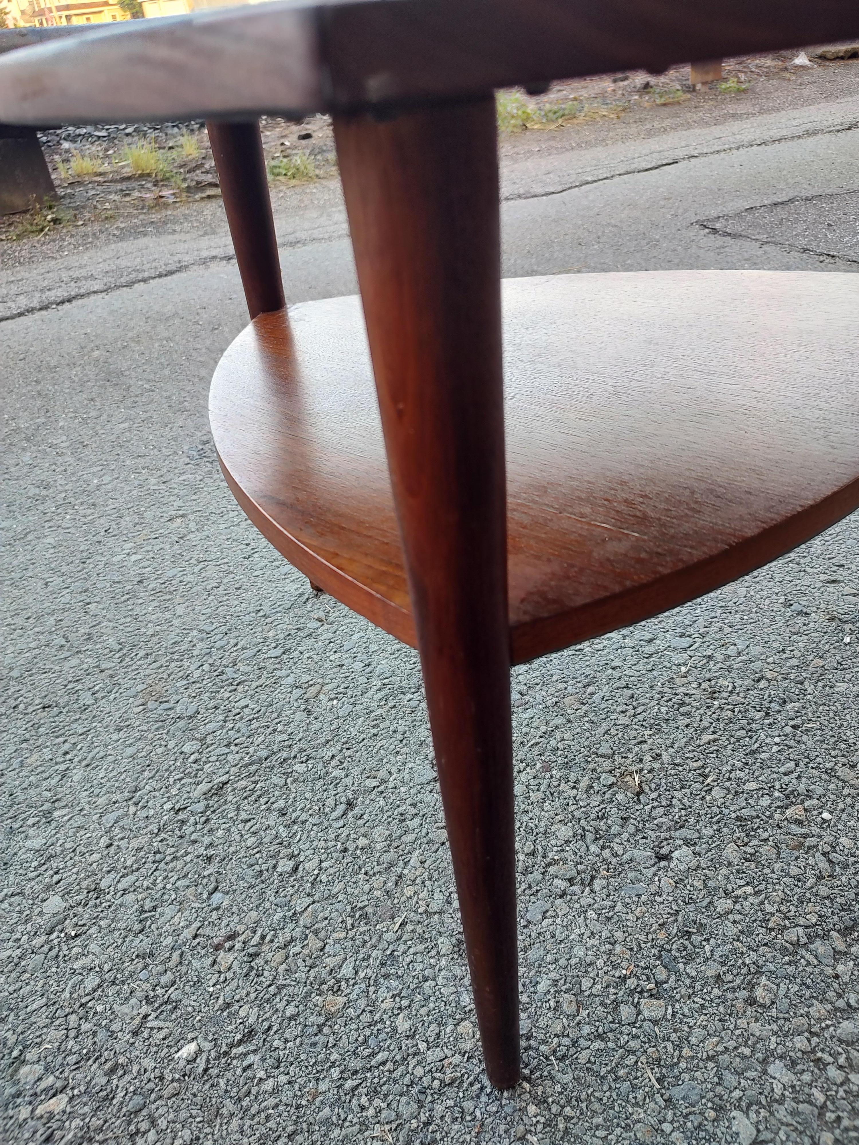 Mid-20th Century Mid-Century Modern Sculptural Guitar Pick Shaped Walnut Cocktail Side Table