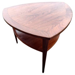 Mid-Century Modern Sculptural Guitar Pick Shaped Walnut Cocktail Side Table