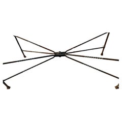 Mid-Century Modern Sculptural Hand Wrought Iron Table Indoor Outdoorw Glass Top