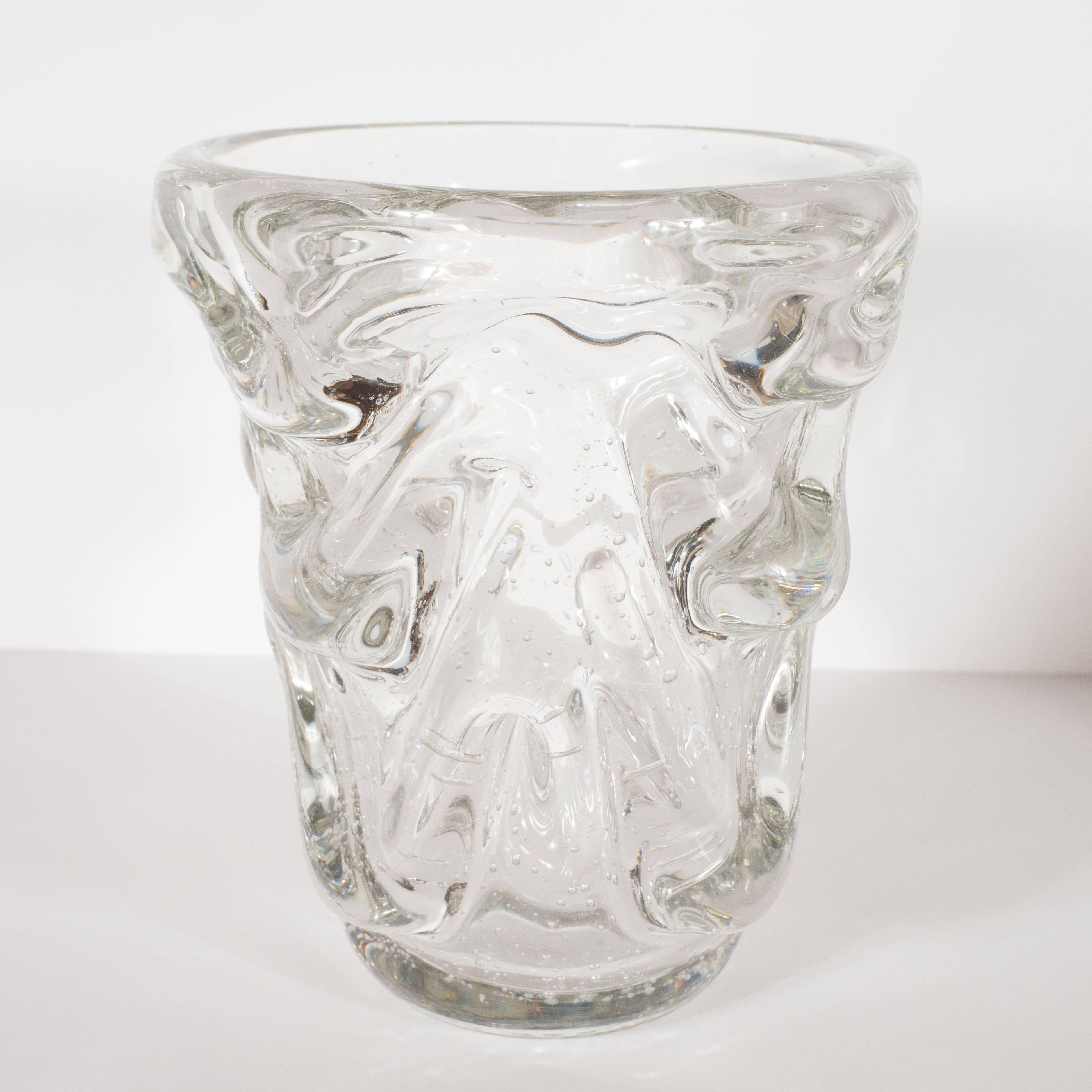 Mid-20th Century Mid-Century Modern Sculptural Handblown Glass Vase by Charles Schneider