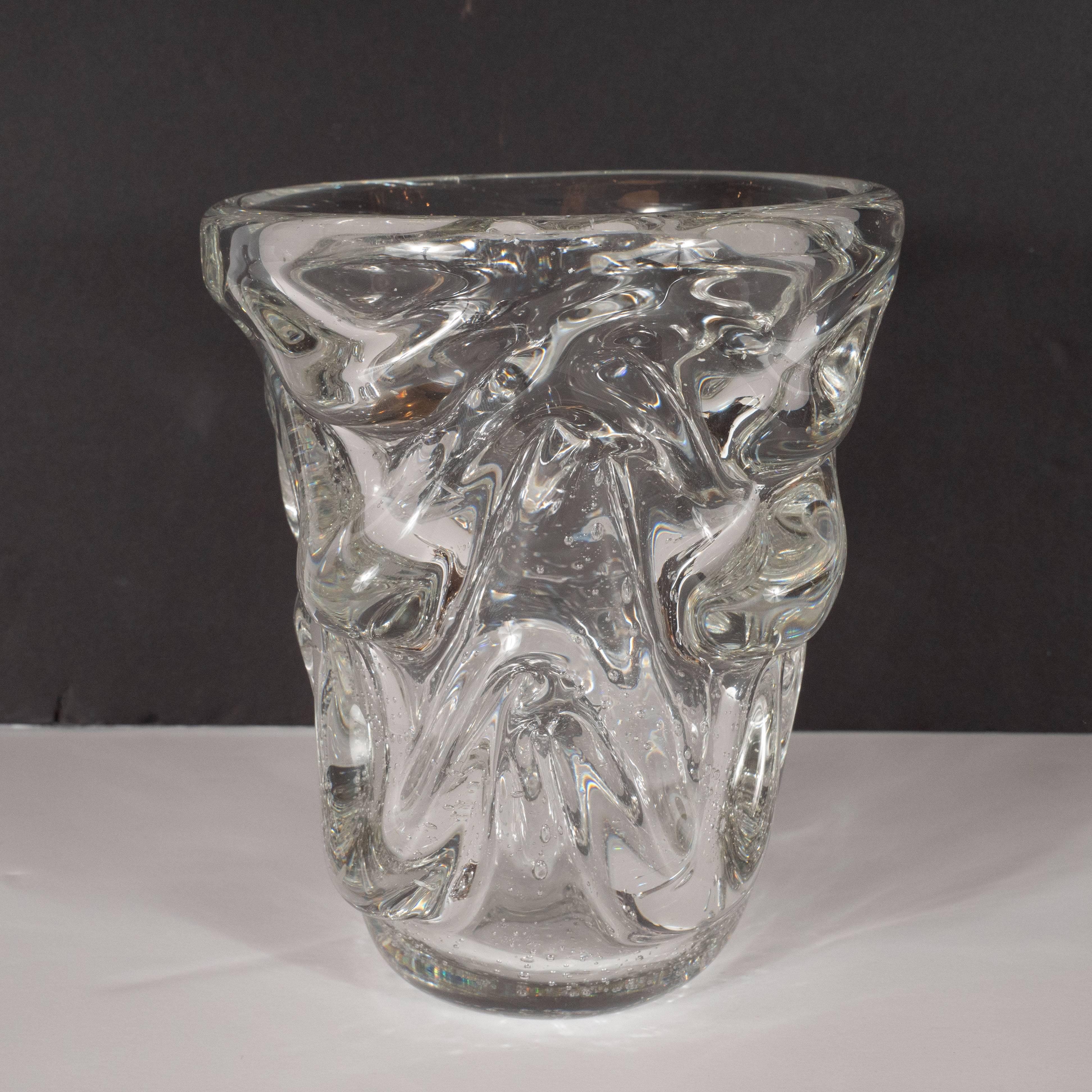 Mid-Century Modern Sculptural Handblown Glass Vase by Charles Schneider 2