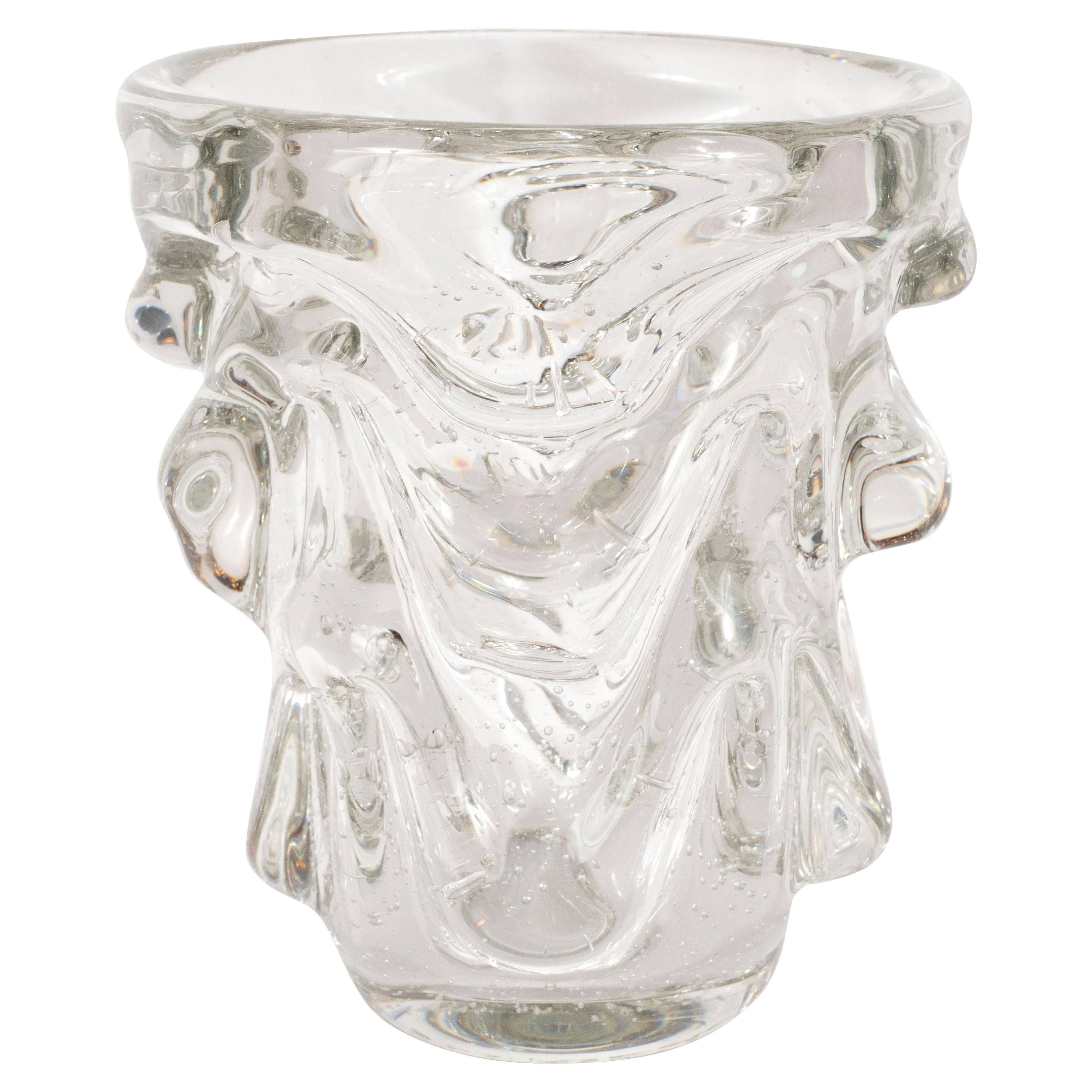 Mid-Century Modern Sculptural Handblown Glass Vase by Charles Schneider