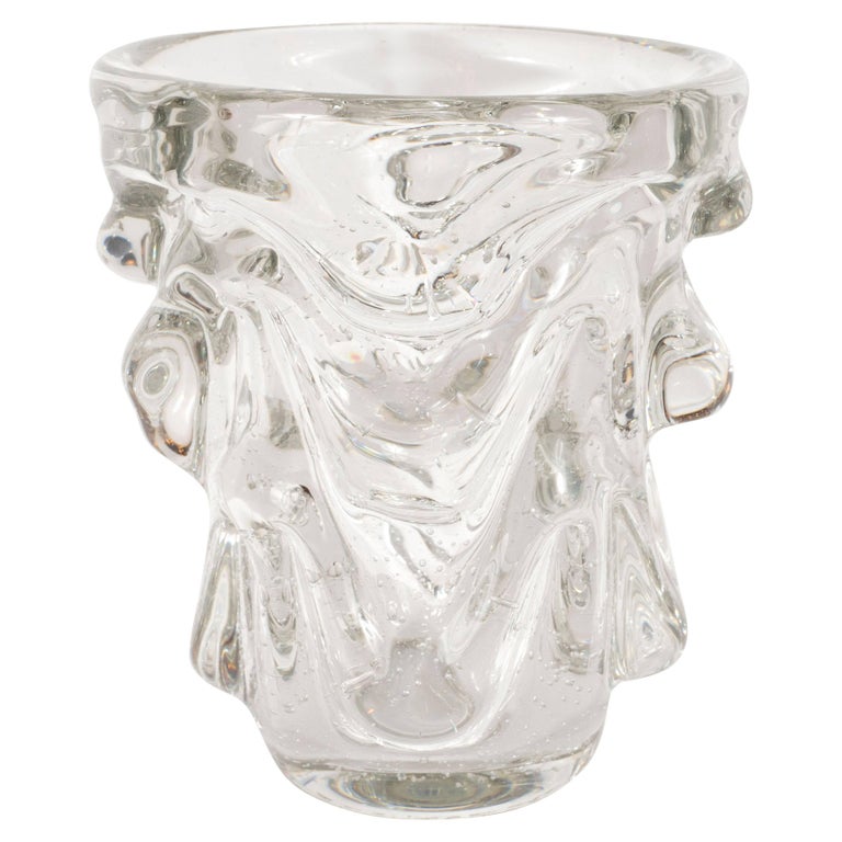 Mid Century Modern Sculptural Handblown Glass Vase By Charles
