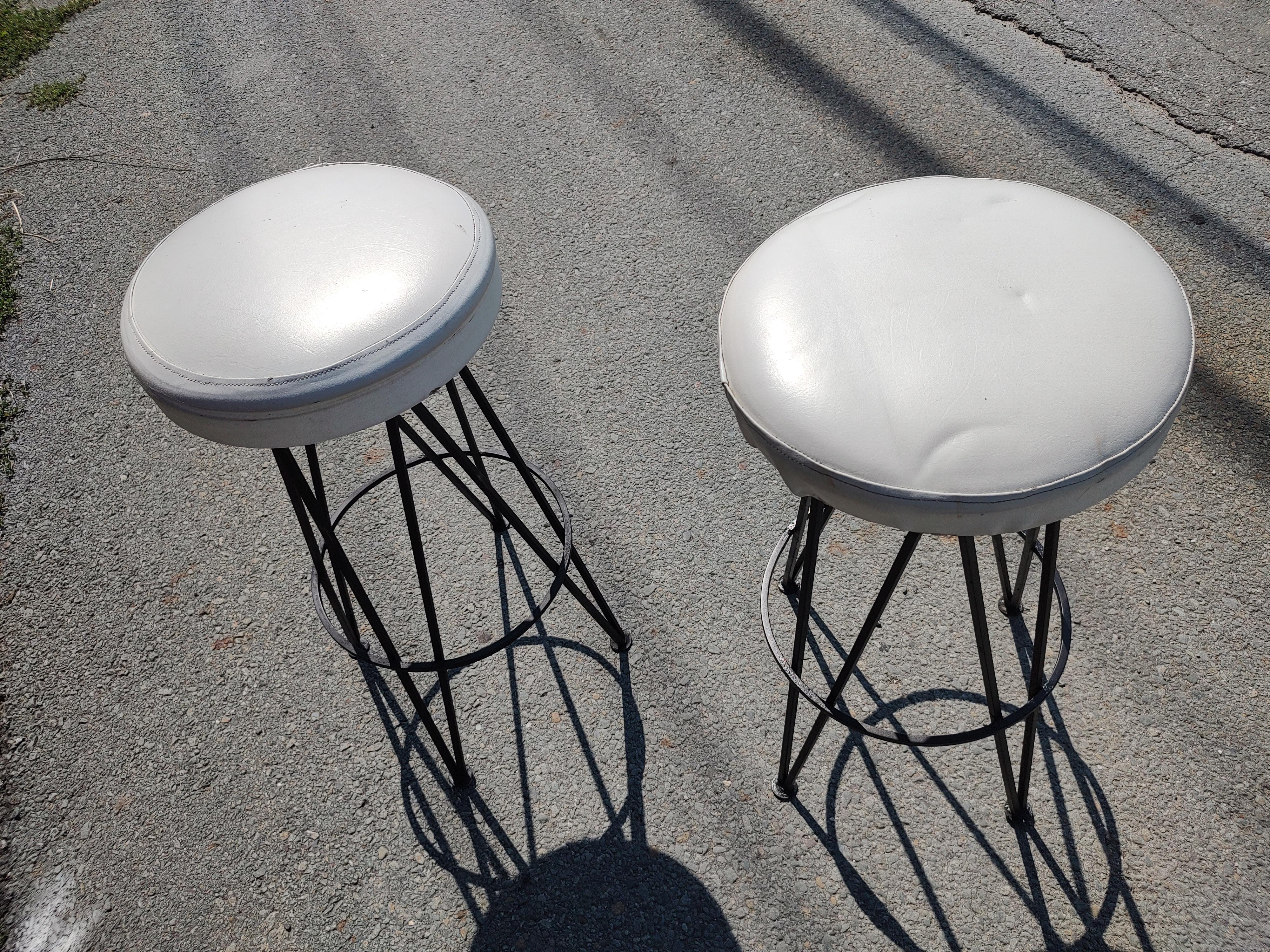 Mid-Century Modern Sculptural Iron Bar Stools 4 Available In Good Condition In Port Jervis, NY