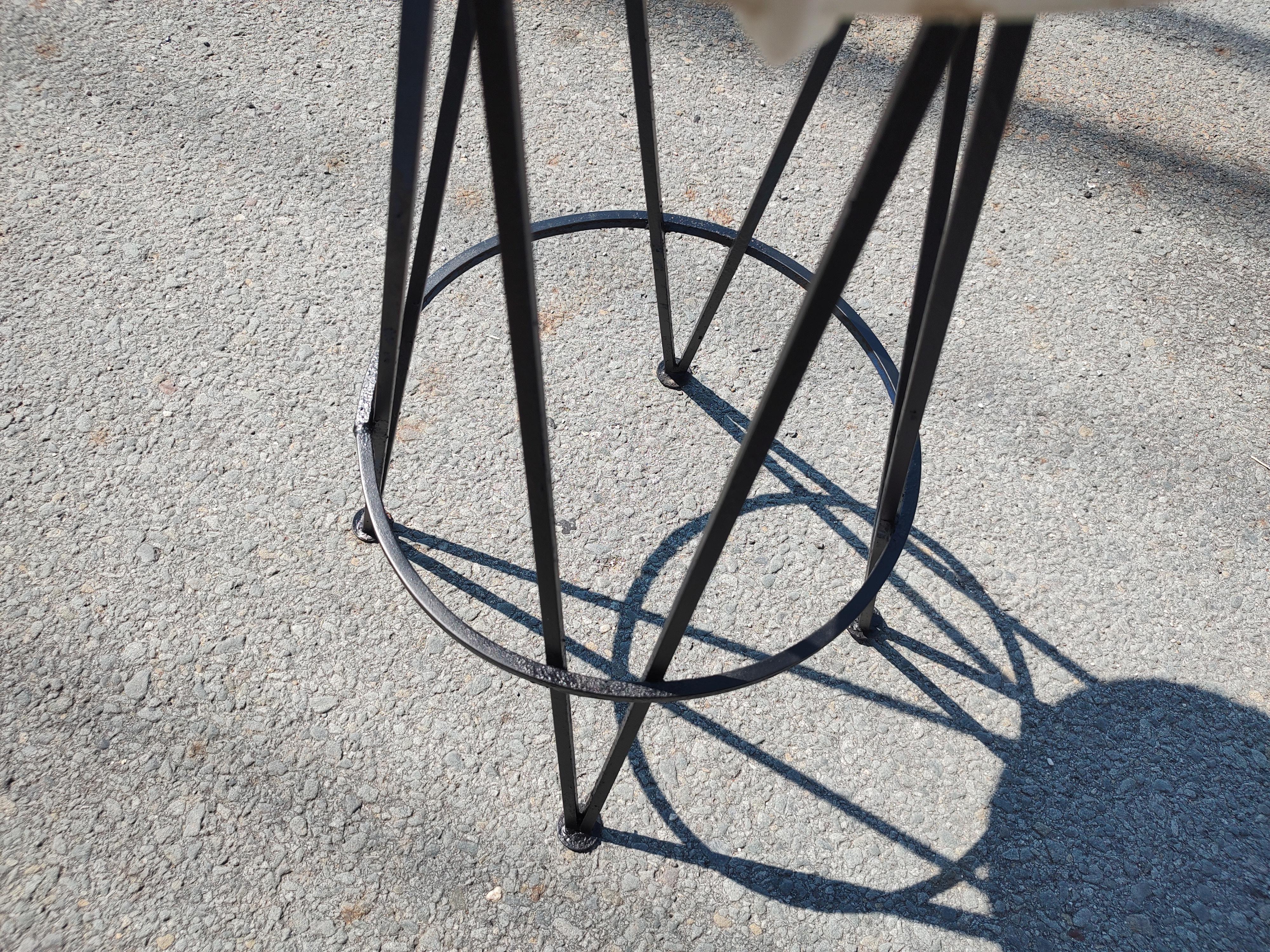 Naugahyde Mid-Century Modern Sculptural Iron Bar Stools 4 Available For Sale