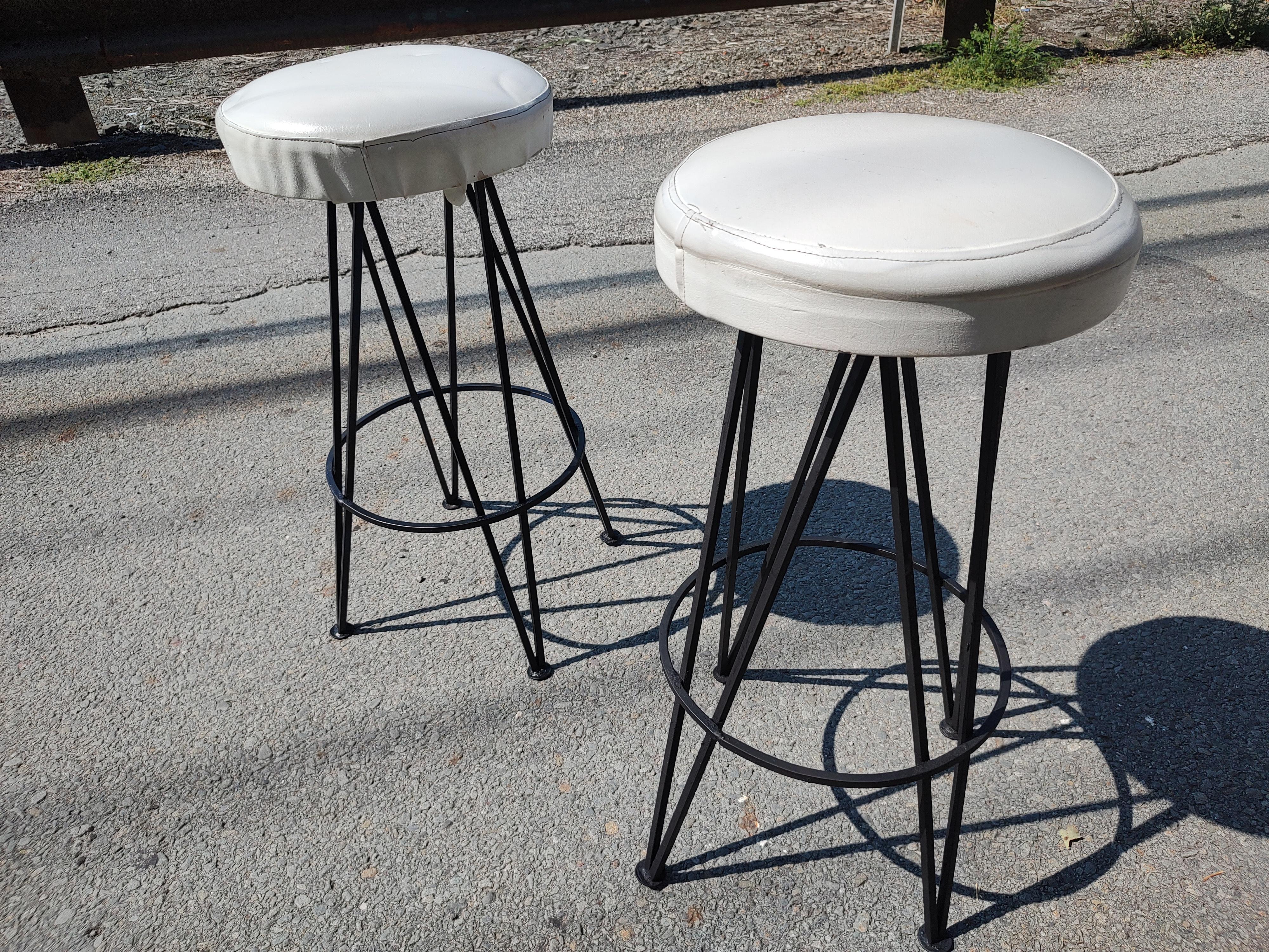 Mid-Century Modern Sculptural Iron Bar Stools 4 Available 1