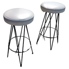 Vintage Mid-Century Modern Sculptural Iron Bar Stools 4 Available